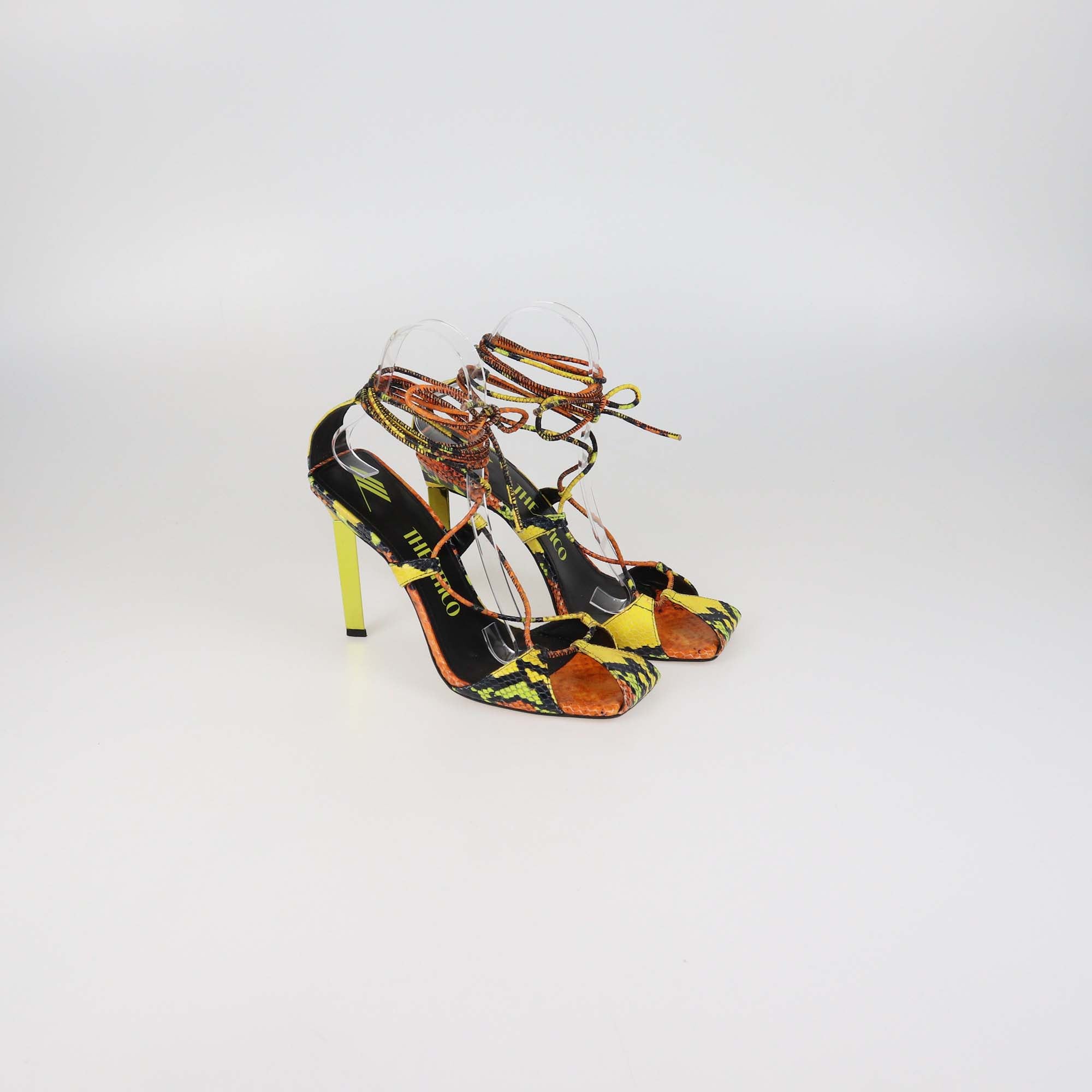 The Attico Multicolor Python Embossed Leather Adele Strappy Sandals