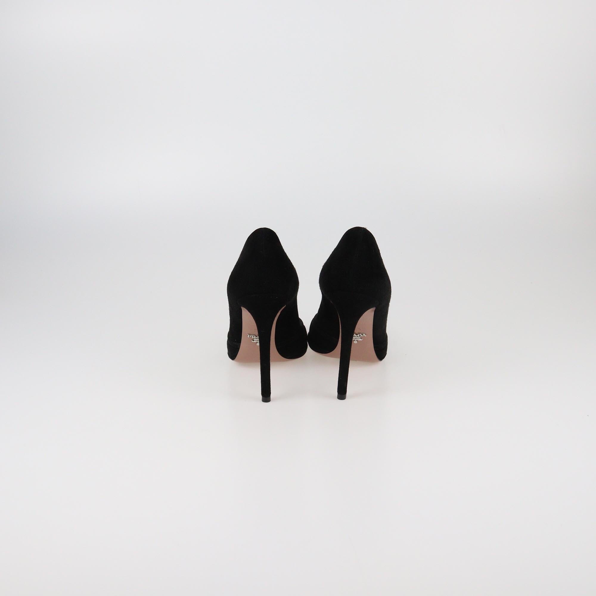 Prada Black Wave Cut-Out Pointed Toe Pumps Womens Prada 