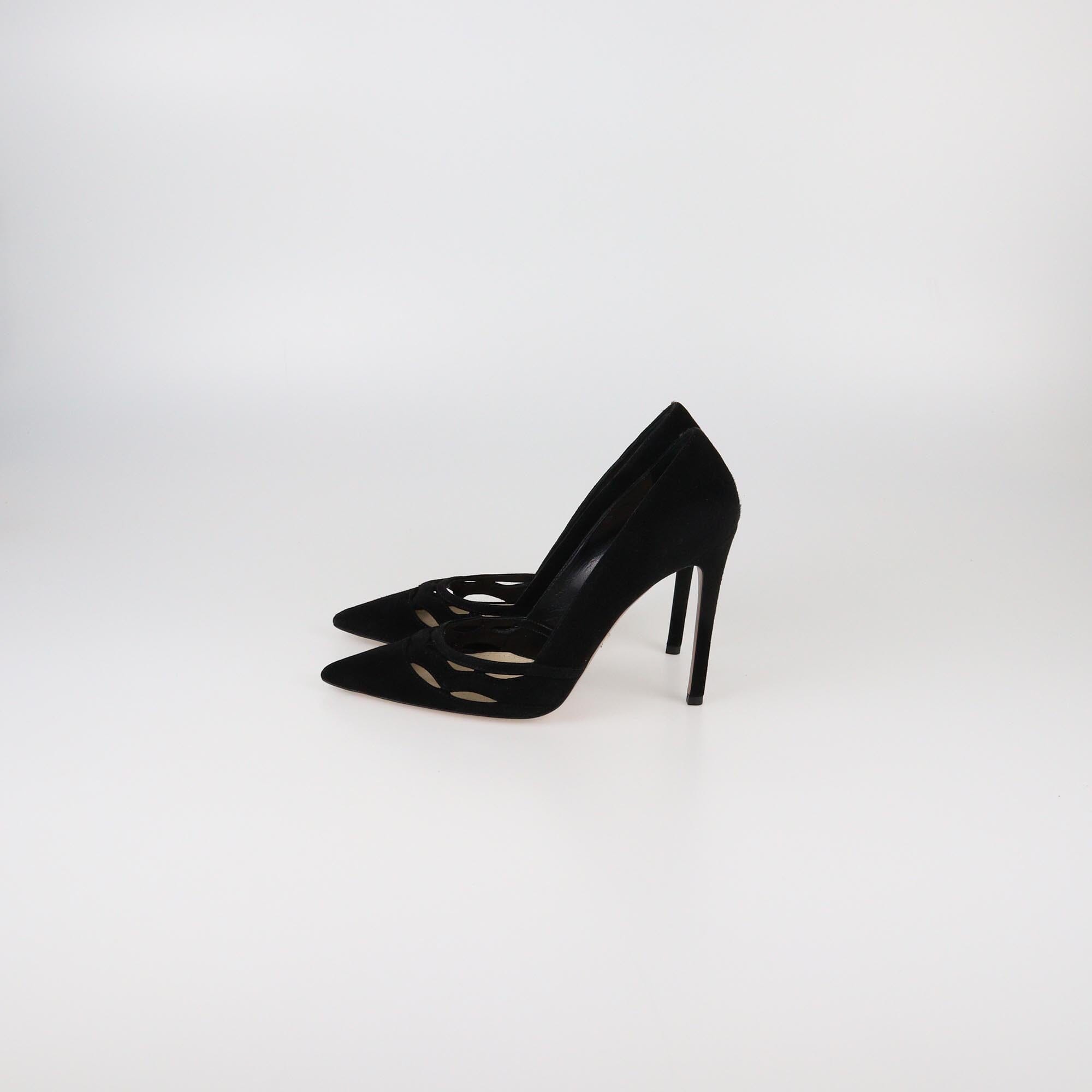 Prada Black Wave Cut-Out Pointed Toe Pumps Womens Prada 