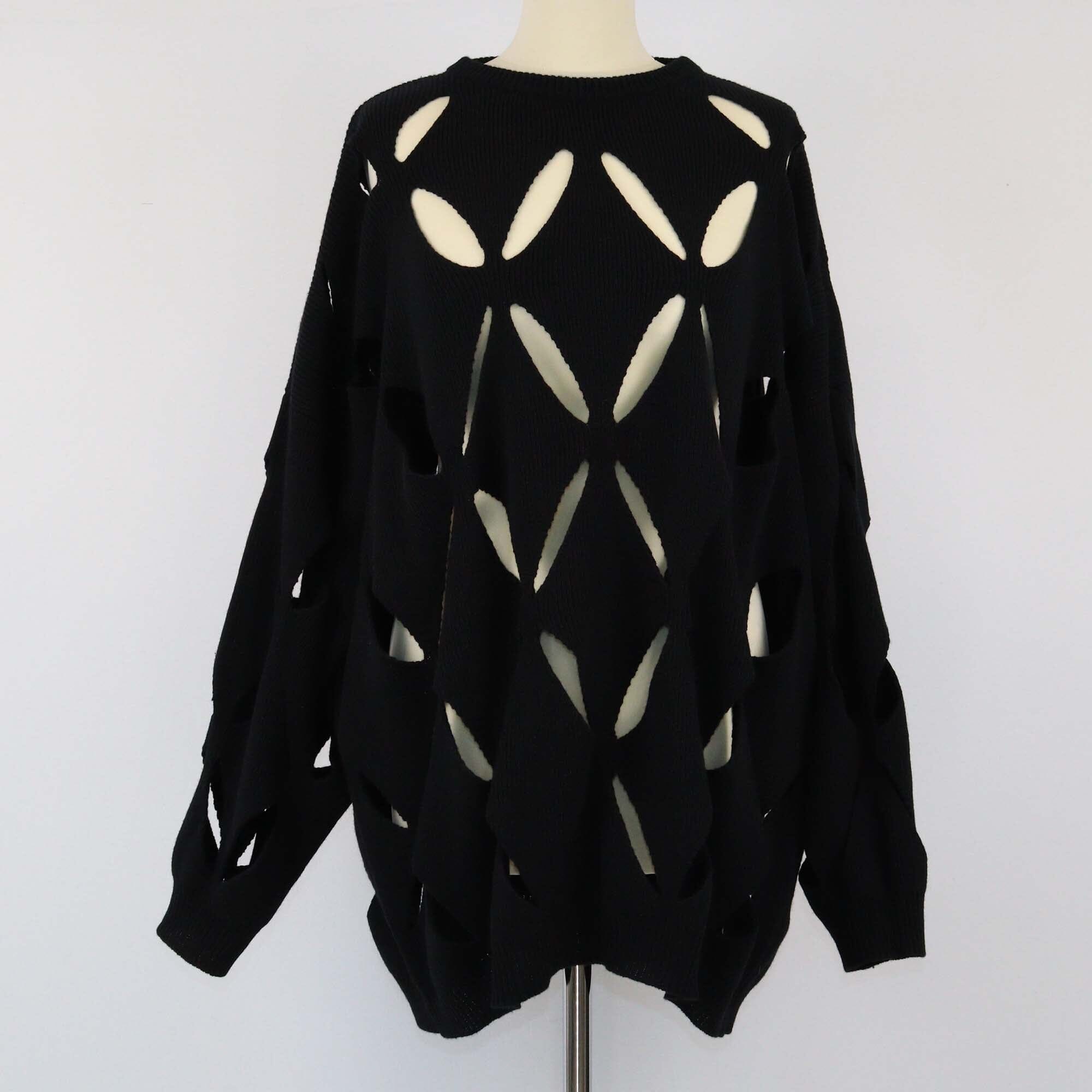 Valentino Black Cutout Knit Crew Neck Sweater Womens Valentino 