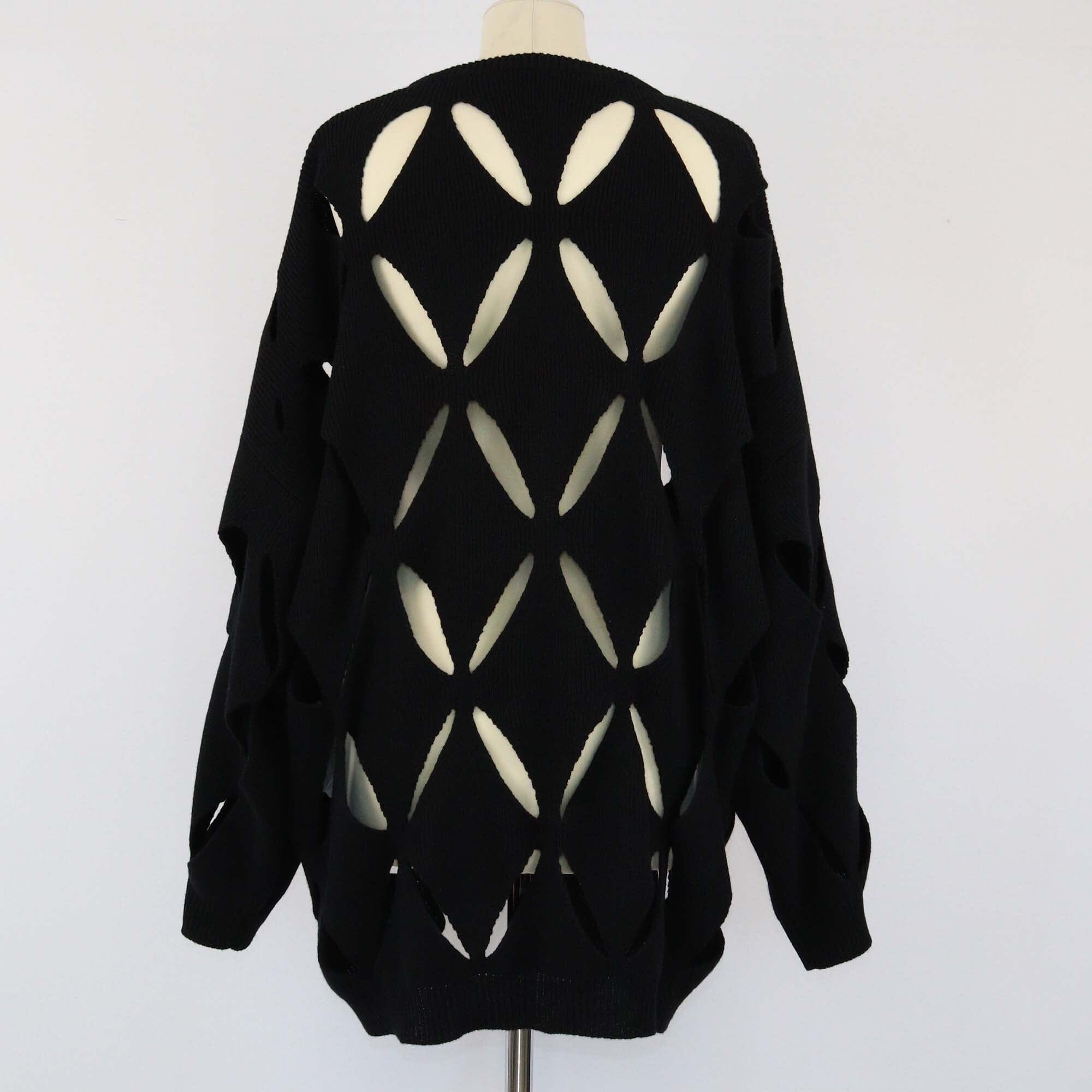 Valentino Black Cutout Knit Crew Neck Sweater Womens Valentino 