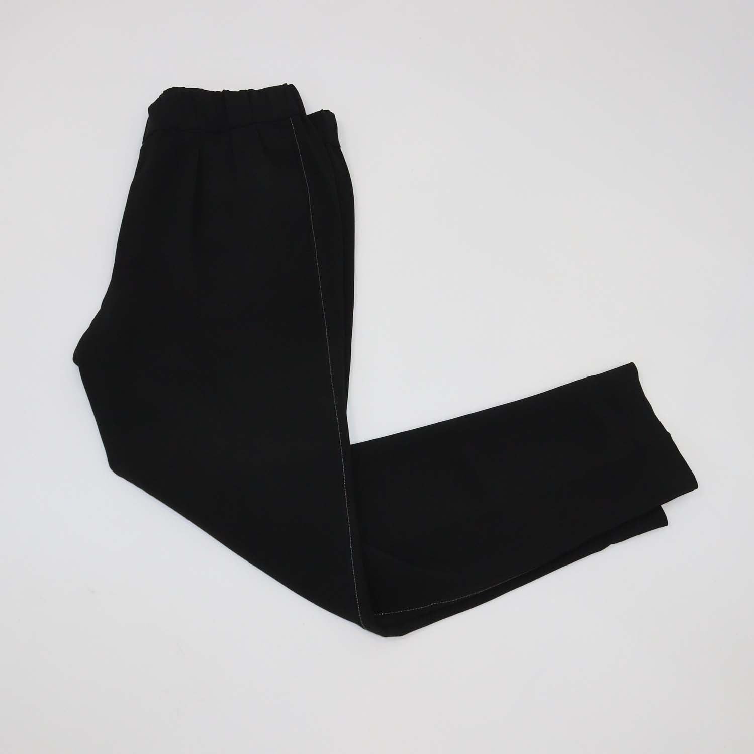 Brunello Cucinelli Black Silk Blend Straight Leg Pants