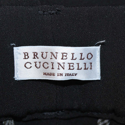 Brunello Cucinelli Black Silk Blend Straight Leg Pants