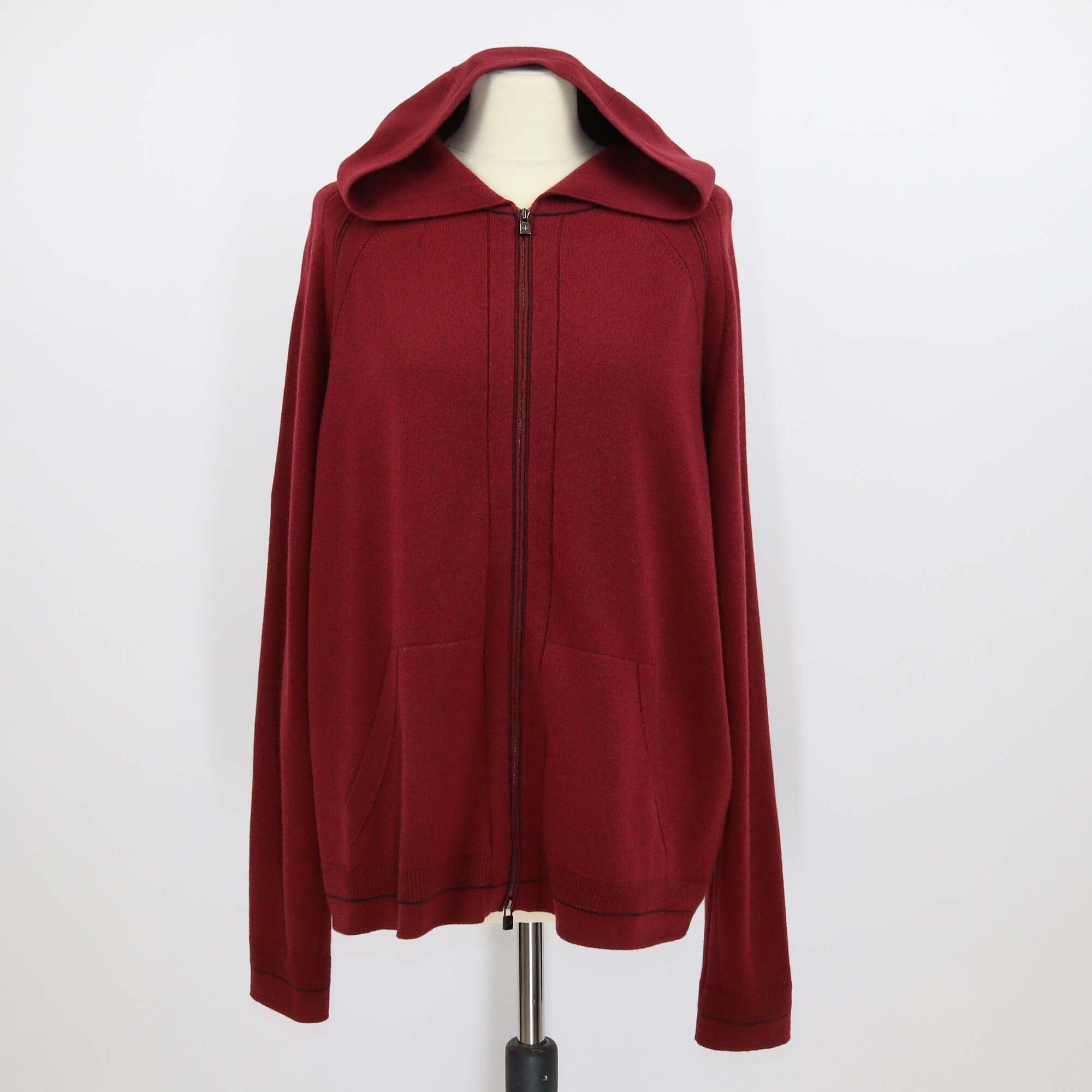 Loro Piana Maroon Baby Cashmere Knit Zip-Up Hoodie Womens Loro Piana 