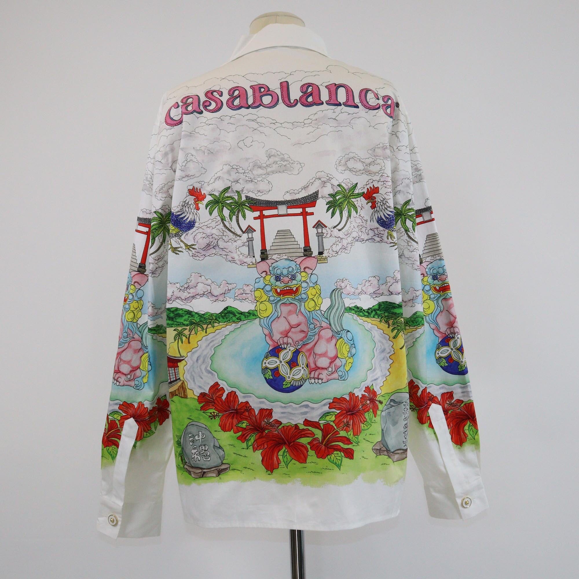 Casablanca White/Multicolor Okinawa Print Long Sleeve Shirt Mens Casablanca 