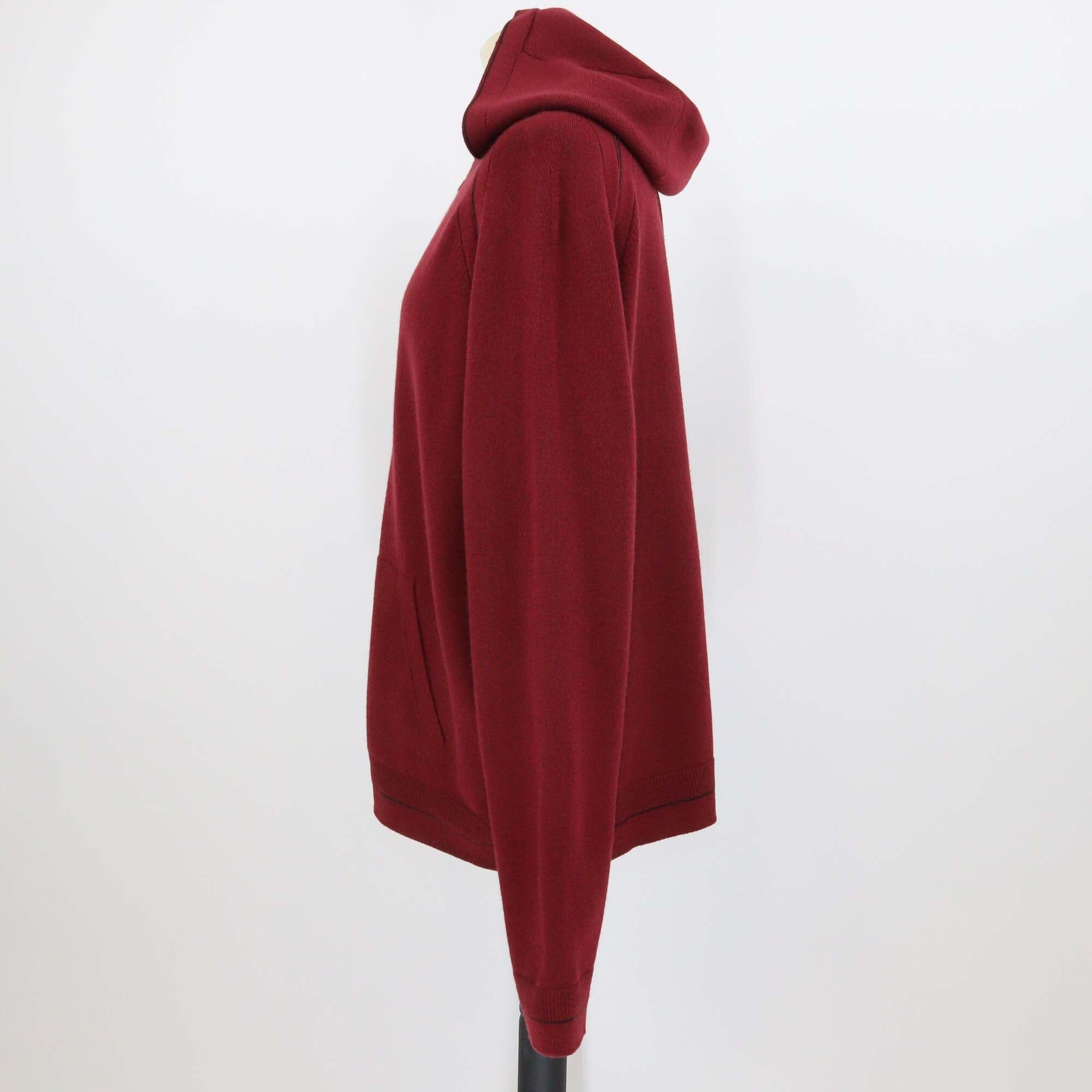 Loro Piana Maroon Baby Cashmere Knit Zip-Up Hoodie Womens Loro Piana 