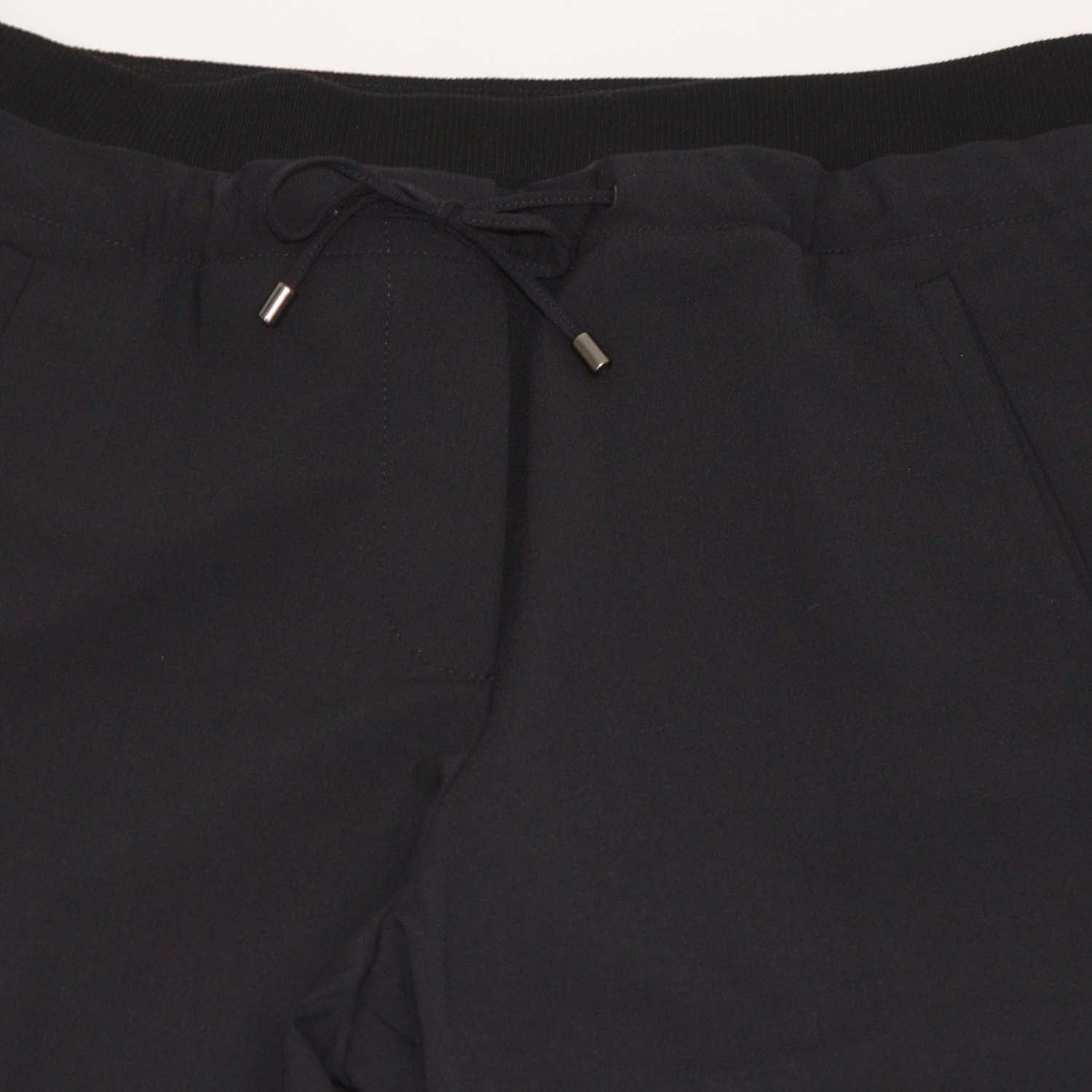 Brunello Cucinelli Black Wool Blend Drawstrings Straight Leg Pants