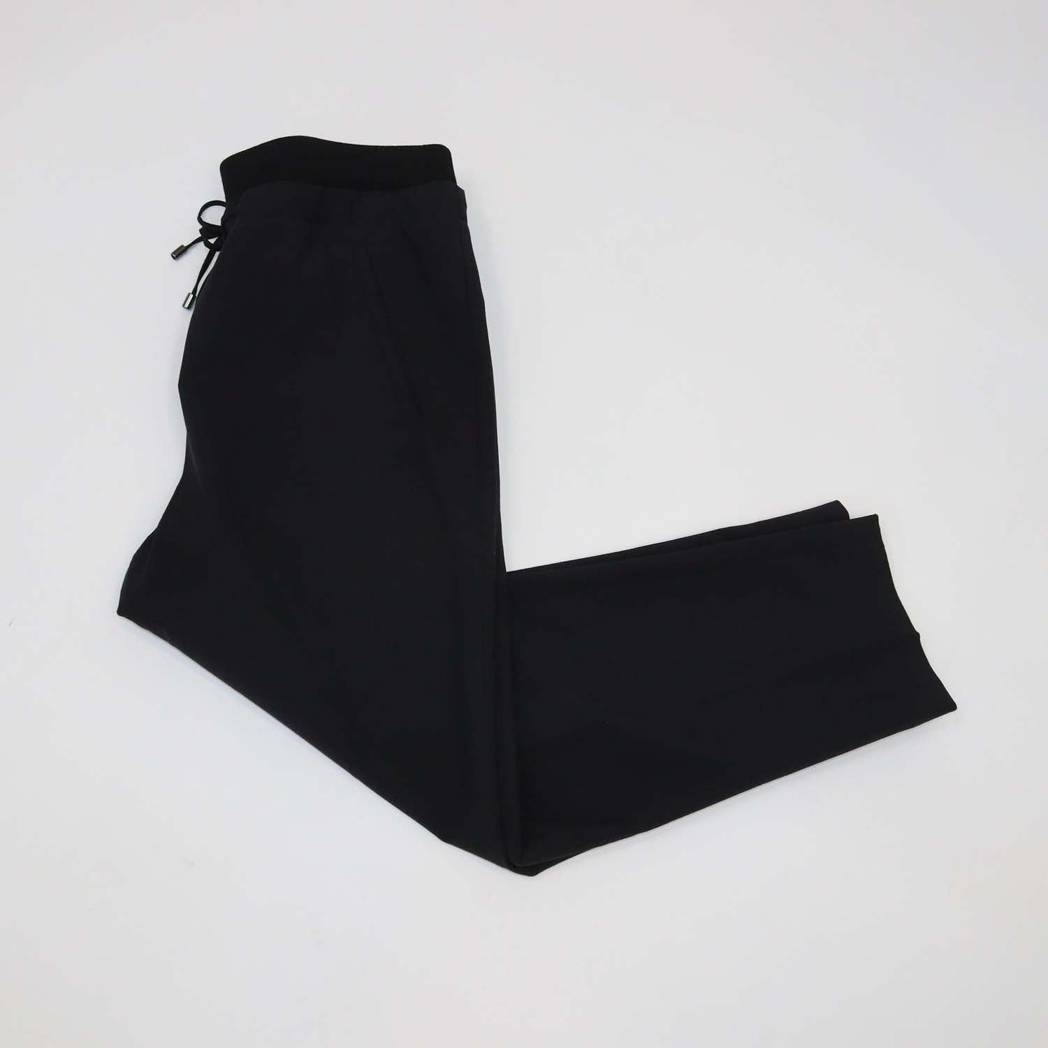 Brunello Cucinelli Black Wool Blend Drawstrings Straight Leg Pants