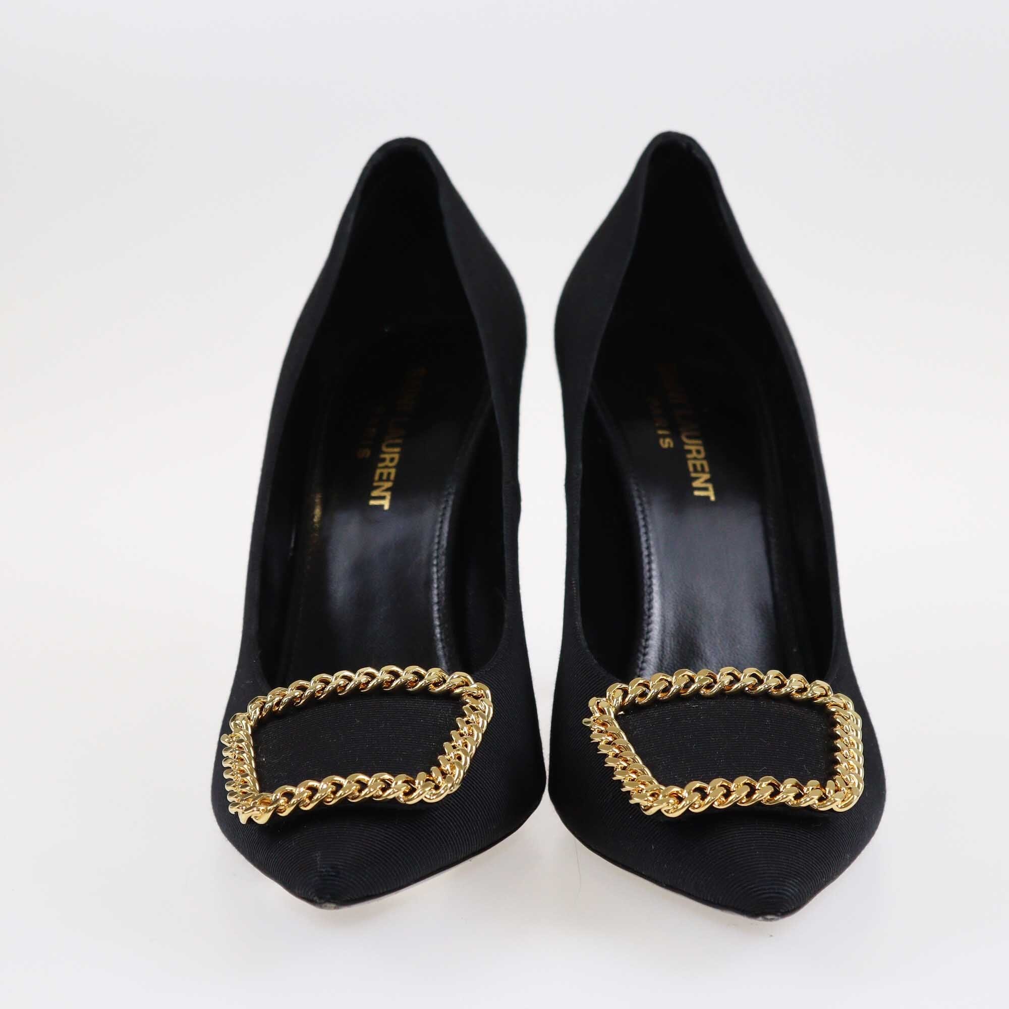 Saint Laurent Black Saint Sulpice Chain Embellished Pumps Shoes Saint Laurent 