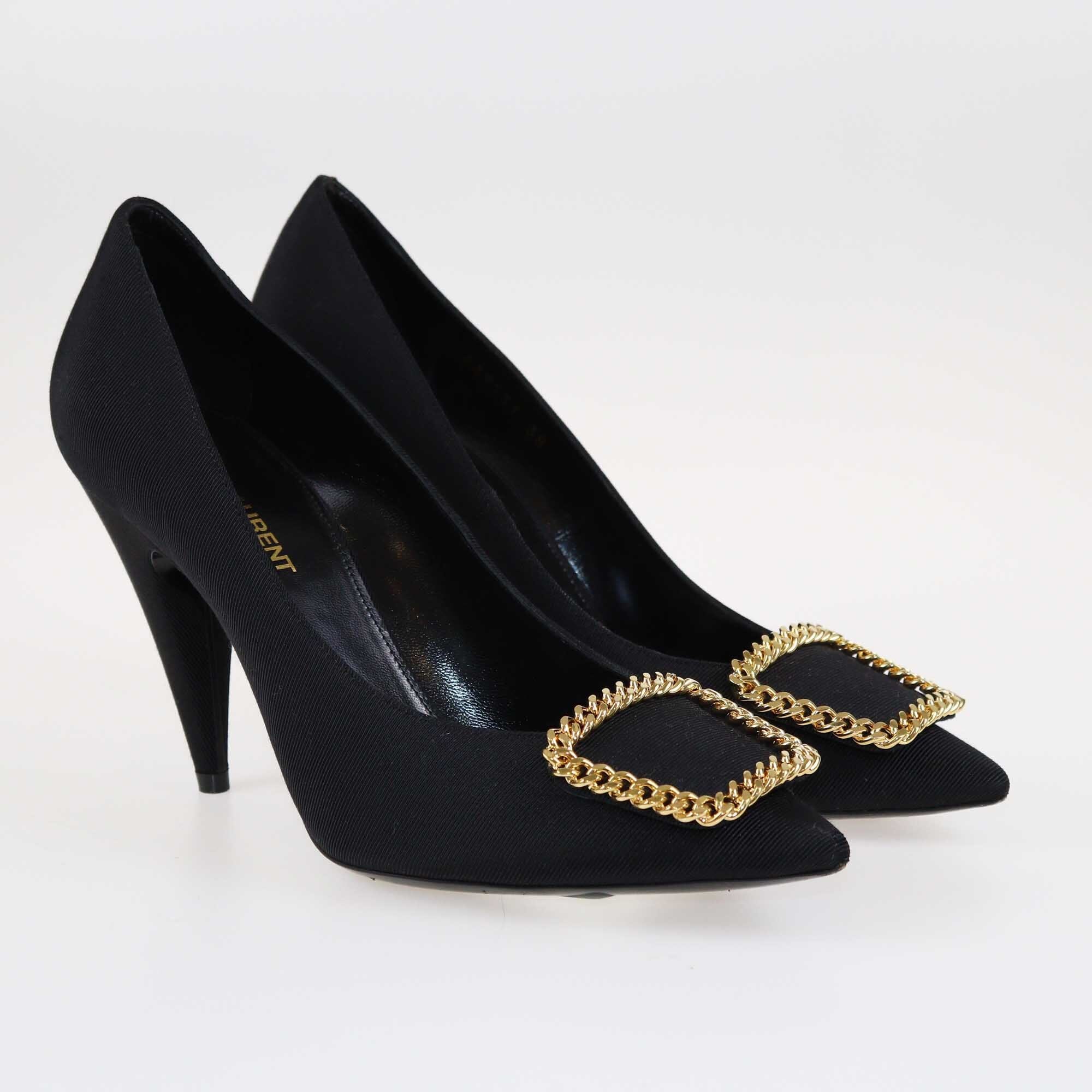 Saint Laurent Black Saint Sulpice Chain Embellished Pumps Shoes Saint Laurent 