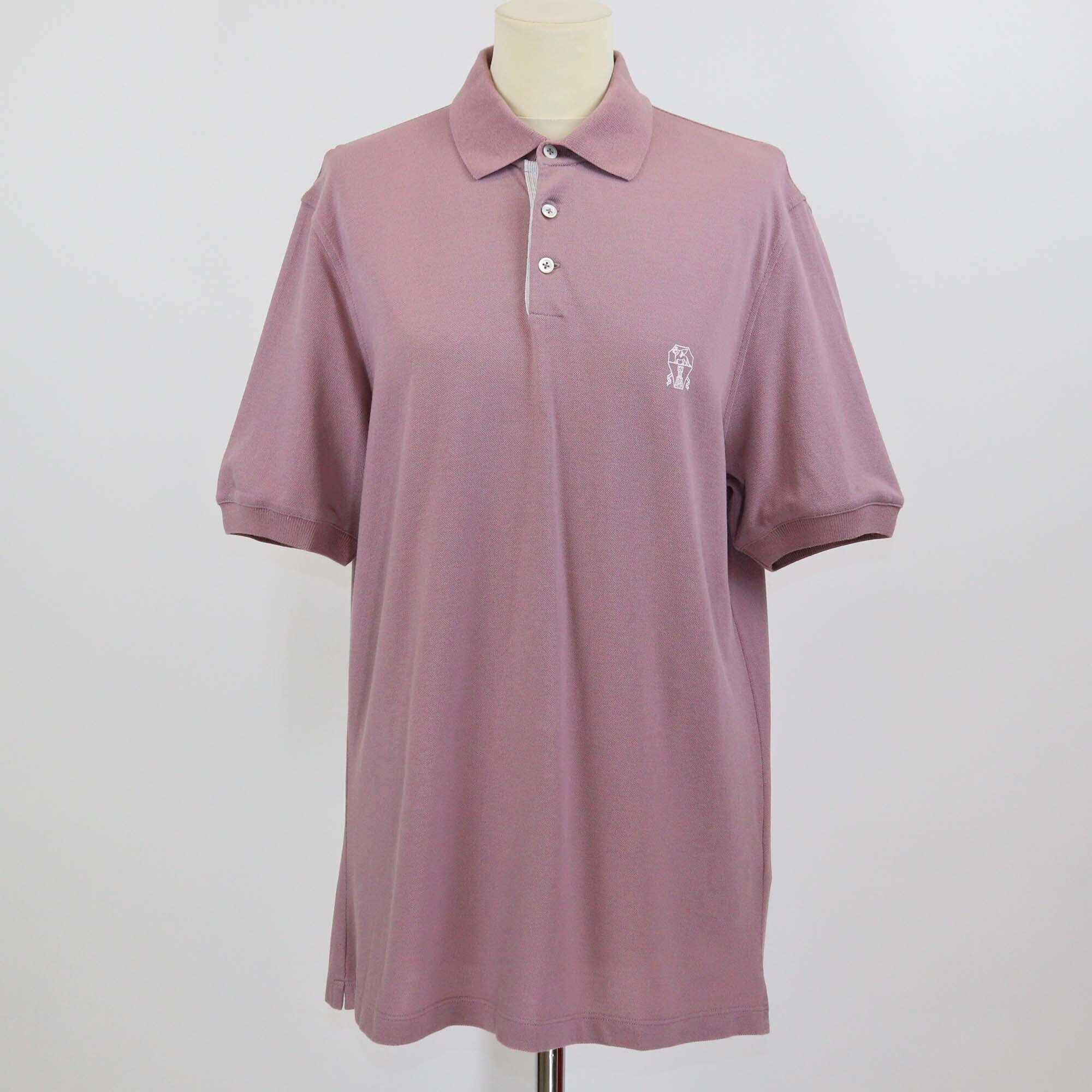 Brunello Cucinelli Old Rose Cotton Short Sleeve Polo Shirt Mens Brunello Cucinelli 