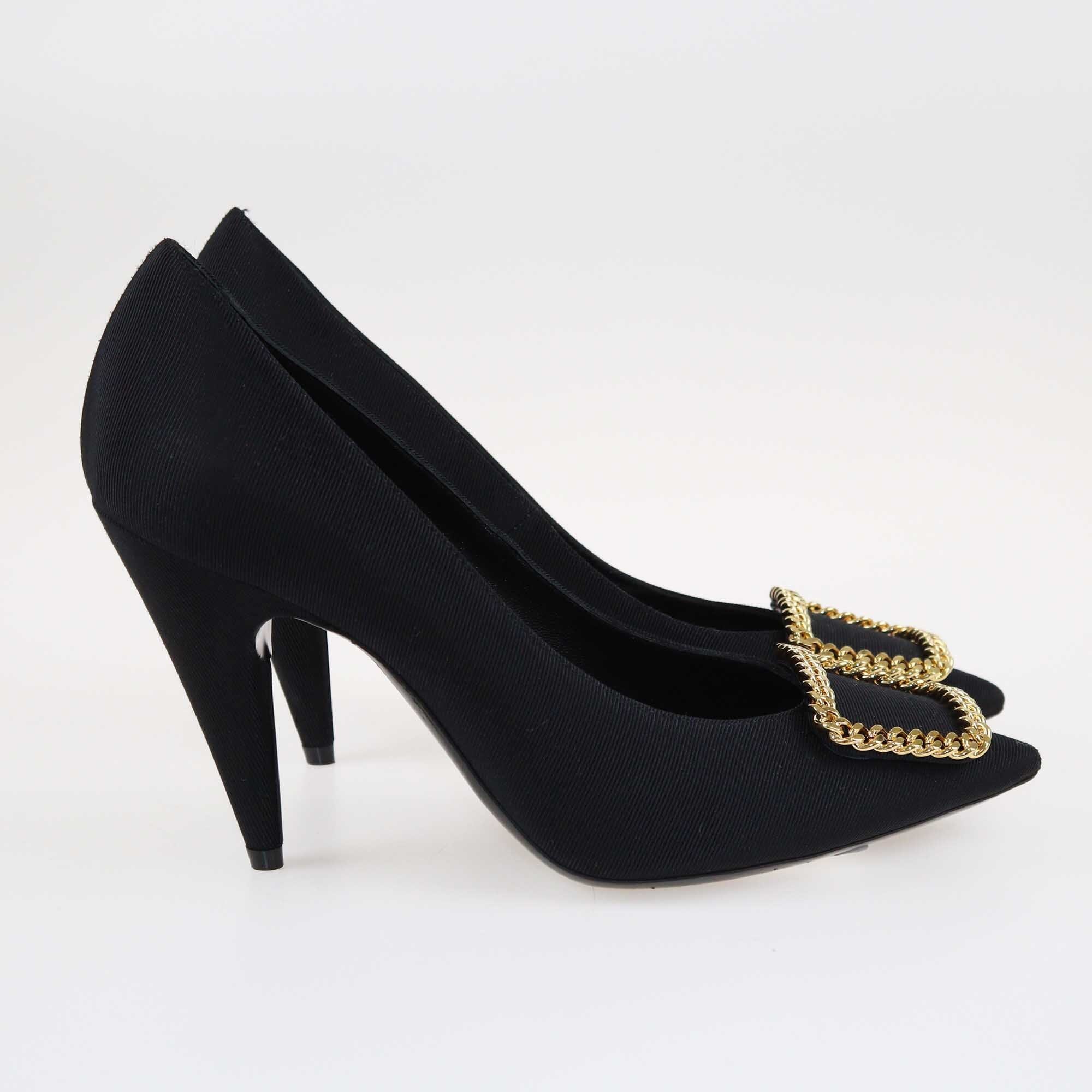 Saint Laurent Black Saint Sulpice Chain Embellished Pumps Shoes Saint Laurent 