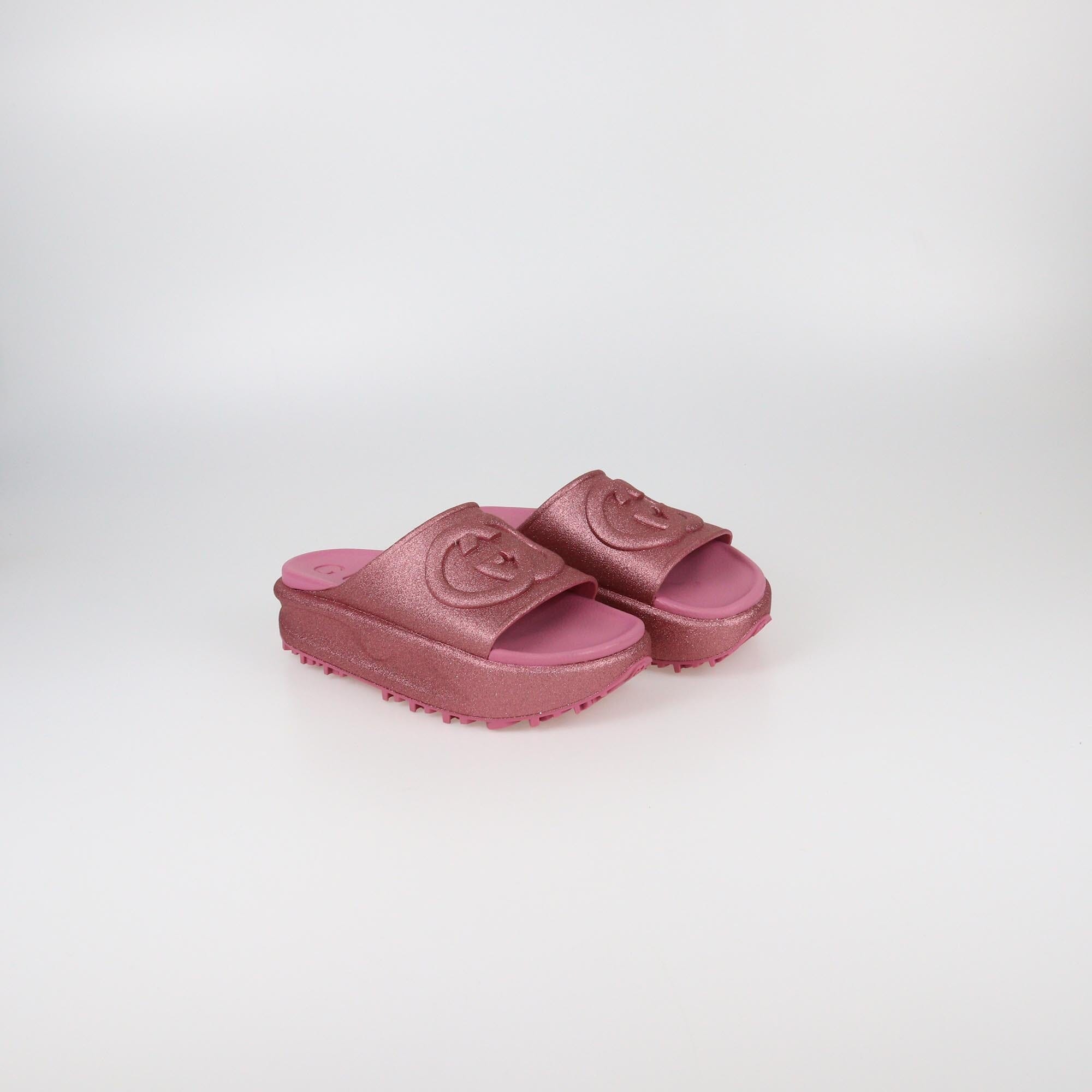 Gucci Rose Glitter Interlocking G Sandals Womens Gucci 