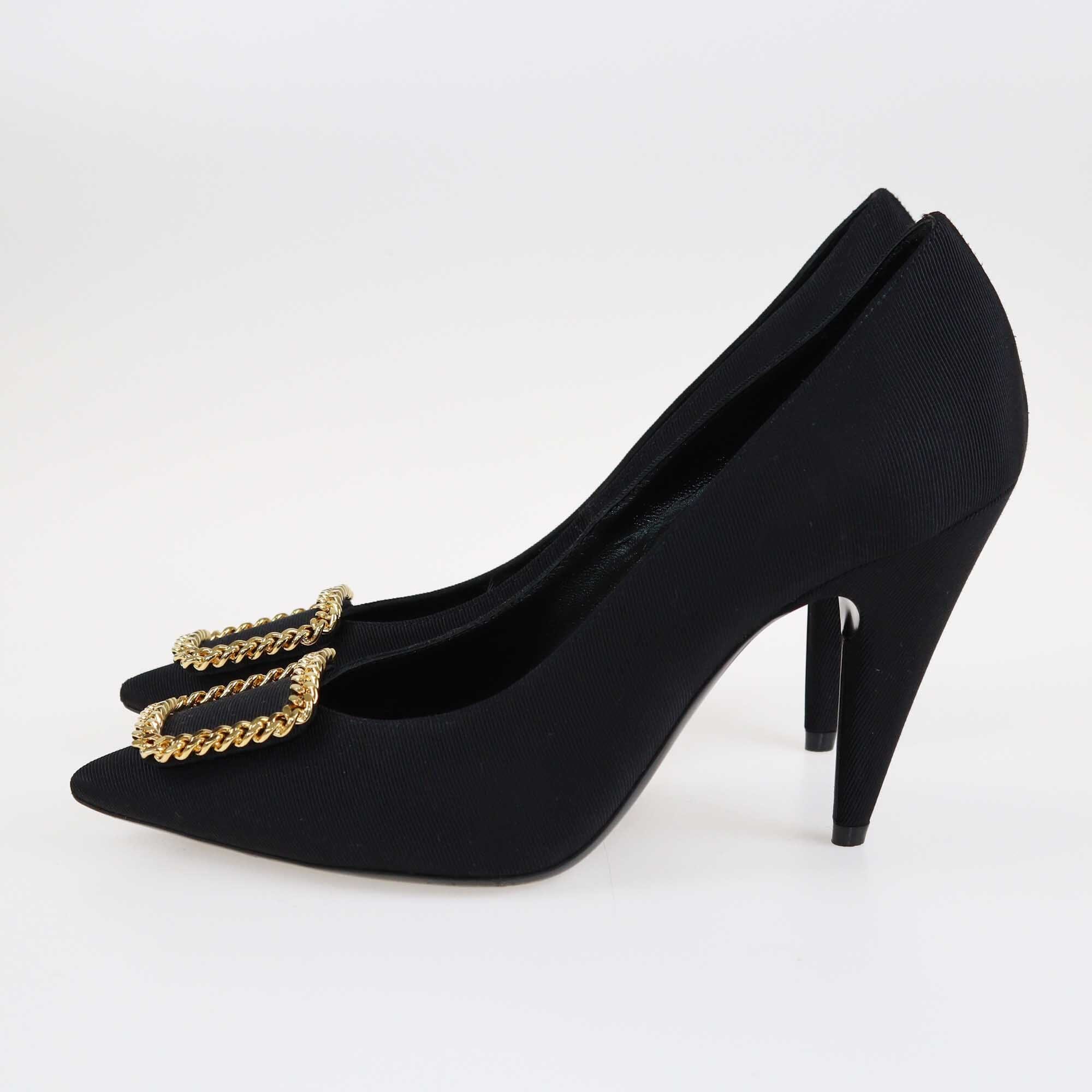 Saint Laurent Black Saint Sulpice Chain Embellished Pumps Shoes Saint Laurent 