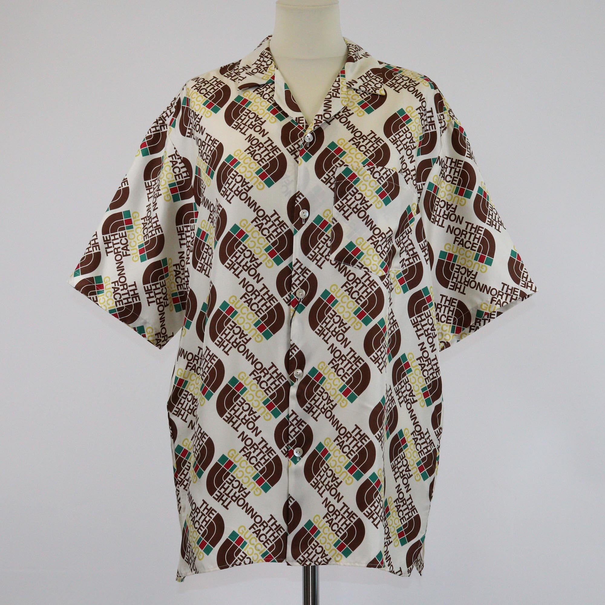 The North Face x Gucci Beige Printed Short Sleeve Shirt Mens The North Face x Gucci 