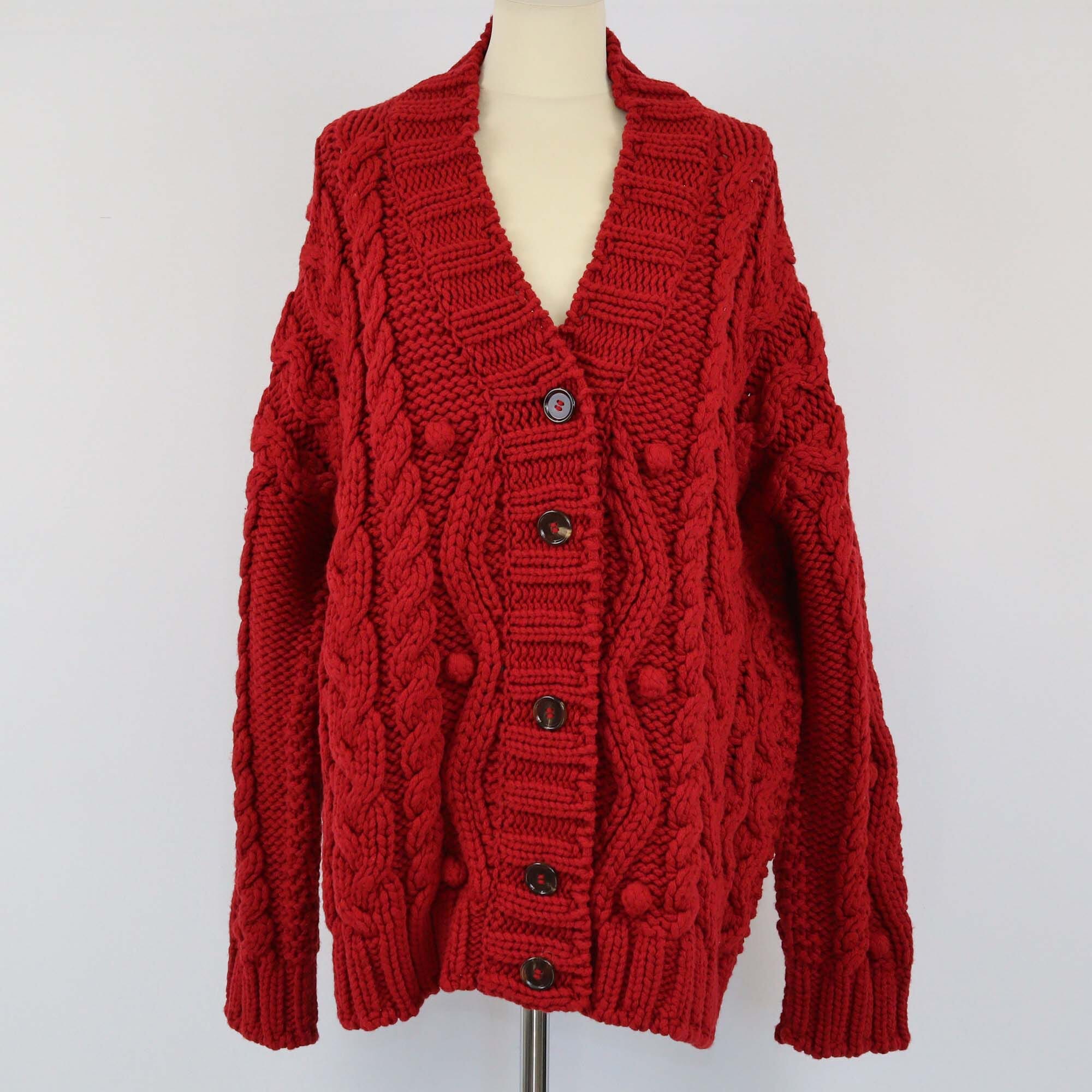 Dolce & Gabbana Red Knitted V Neck Cardigan Womens Dolce & Gabbana 