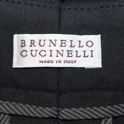 Brunello Cucinelli Black Linen Blend Wide Leg Pants