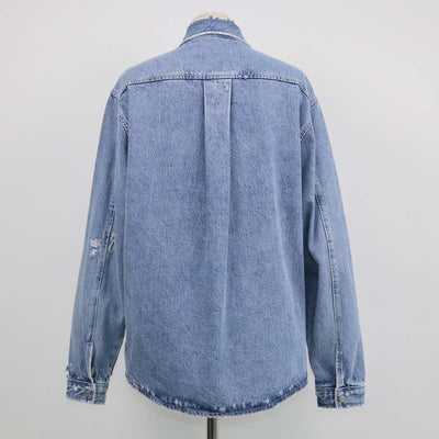 Frame Blue Denim Distressed Jacket
