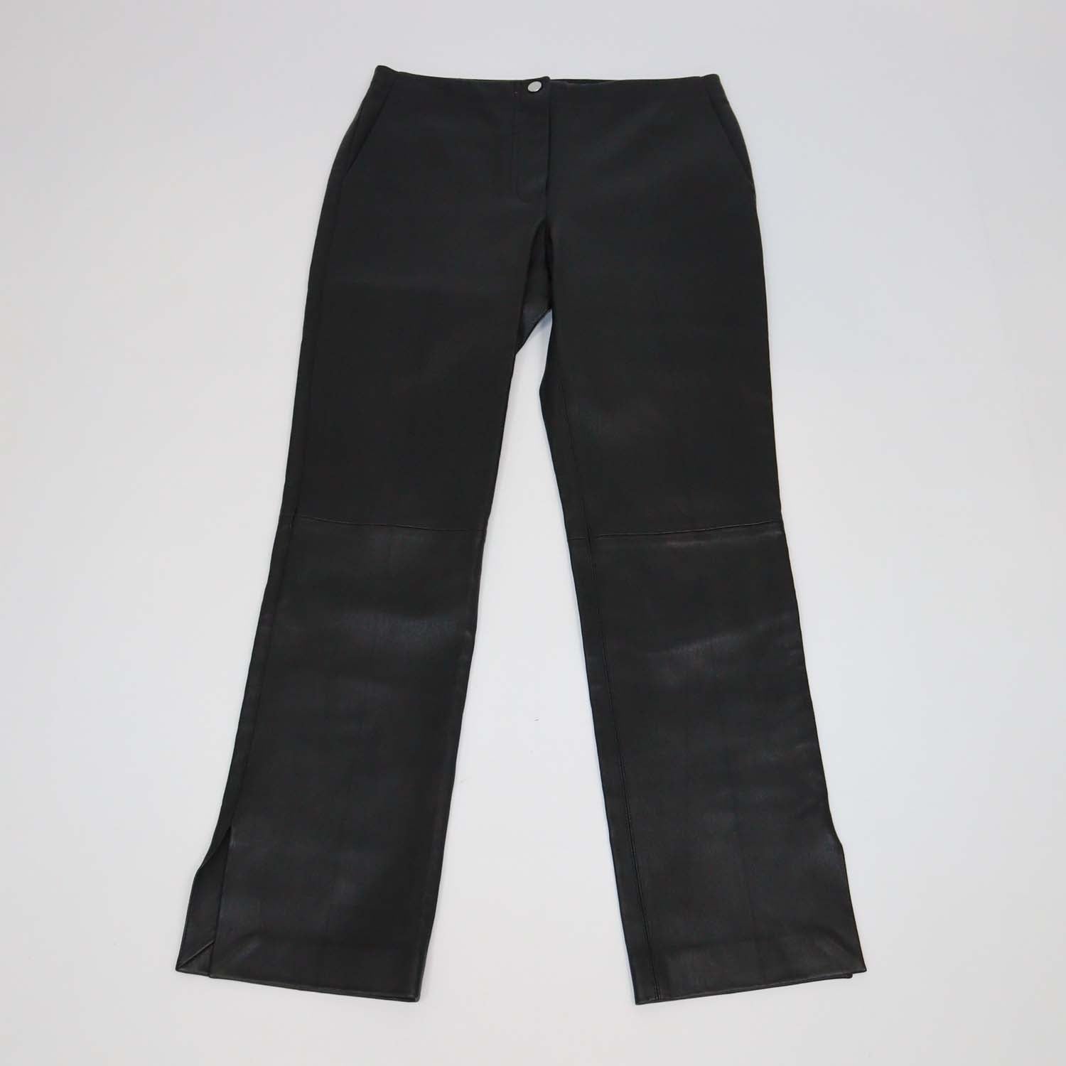 Helmut Lang Black Leather Straight Leg Pants