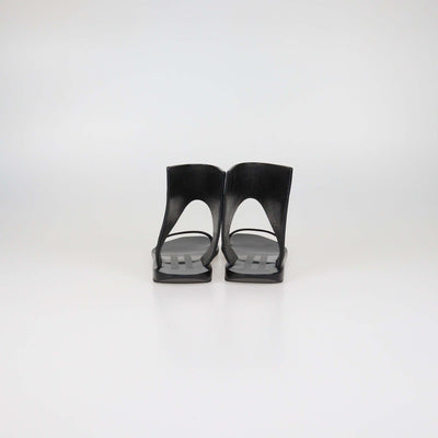 Rick Owens Black Leather Guard Ankle Flat Sandals