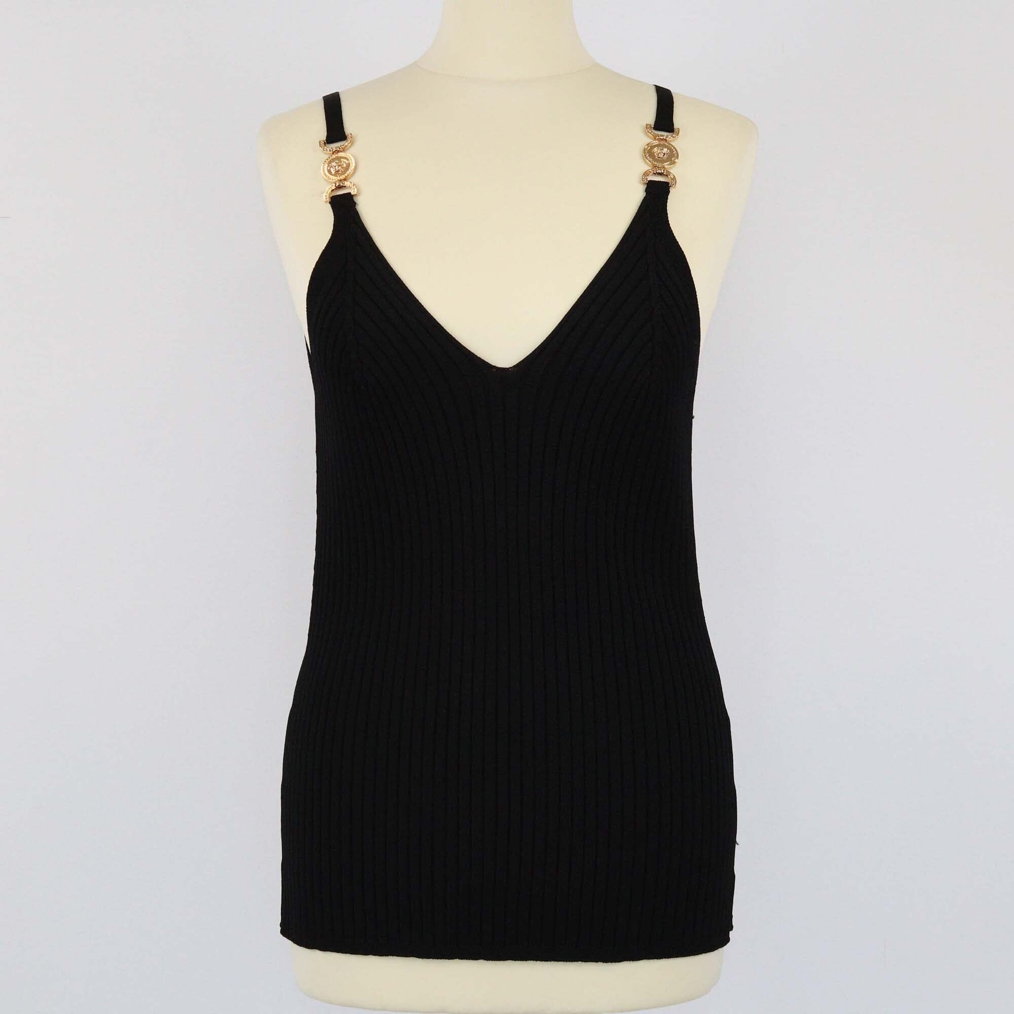 Versace Black Medusa Sleeveless Top Womens Versace 