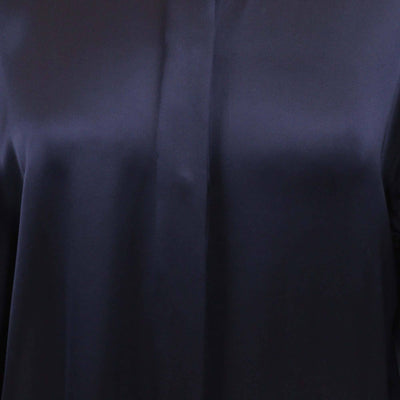 Loewe Dark Blue Shiny Silk Long Sleeve Shirt Womens Loewe 