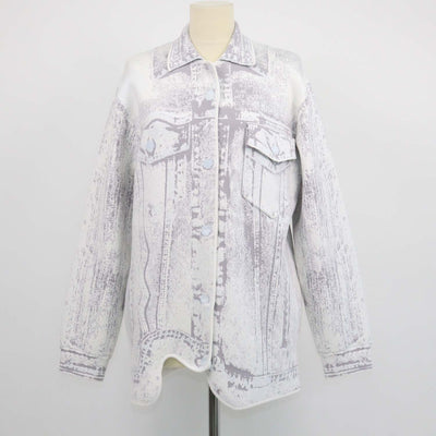 PH5 Grey Blend Cotton Denim Print Oversized Jacket