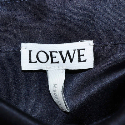 Loewe Dark Blue Shiny Silk Long Sleeve Shirt Womens Loewe 