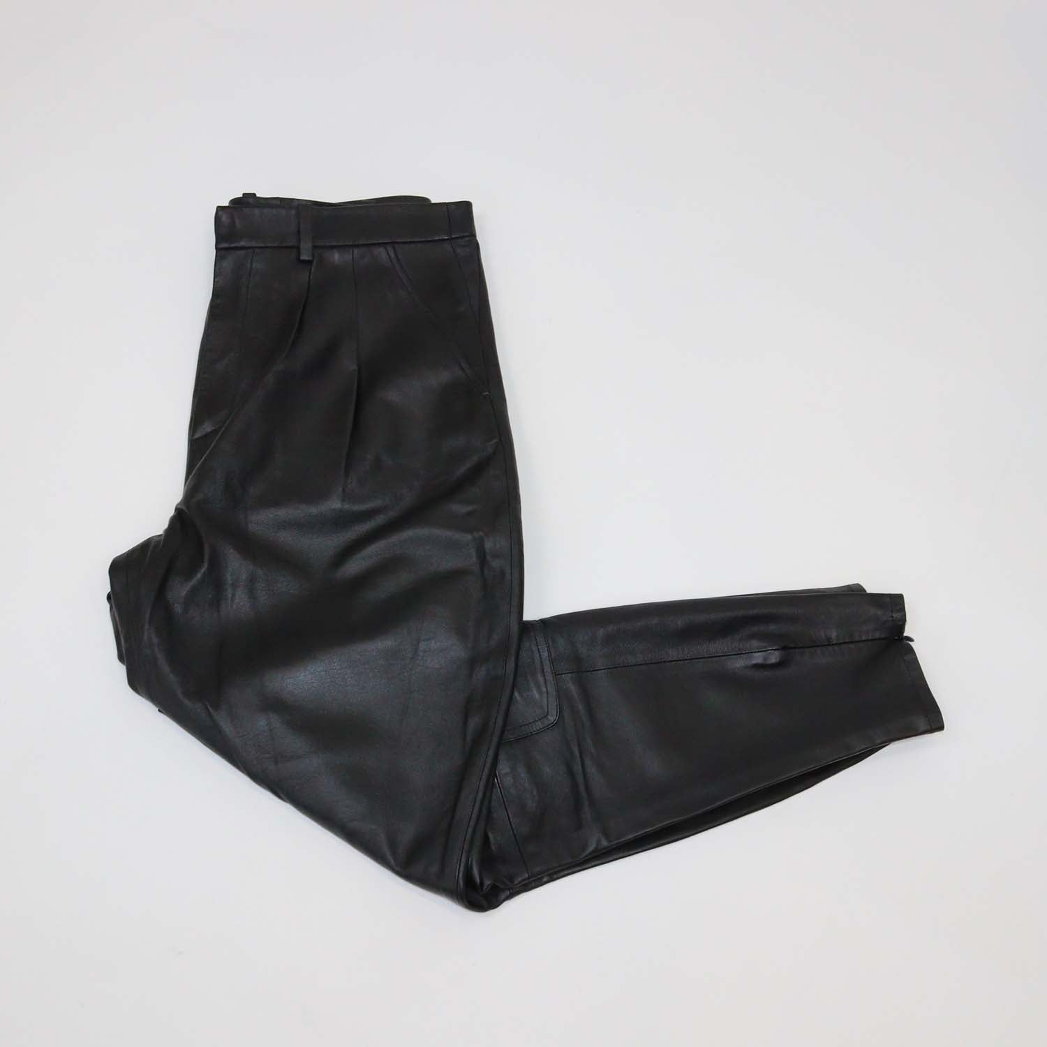 Ralph Lauren Black Leather Skinny Leg Pants