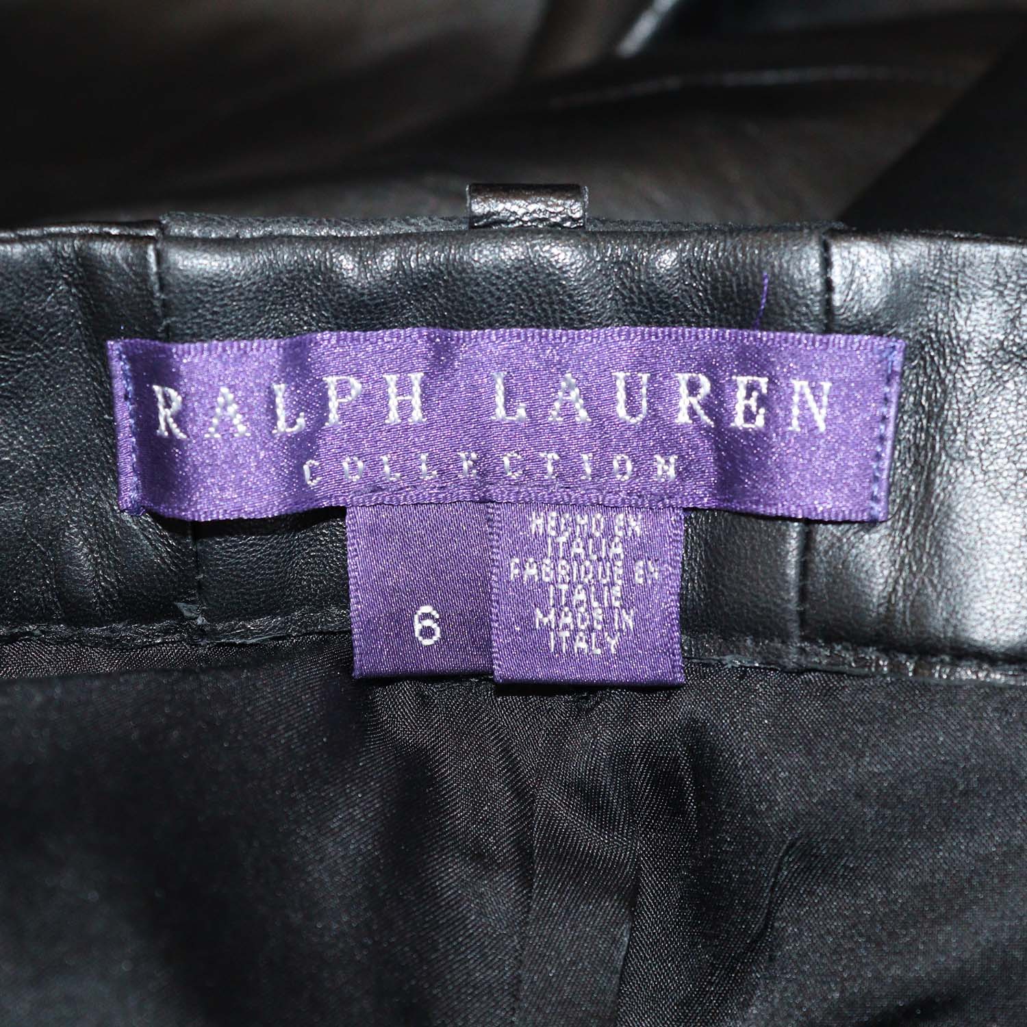 Ralph Lauren Black Leather Skinny Leg Pants