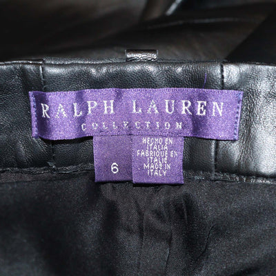 Ralph Lauren Black Leather Skinny Leg Pants