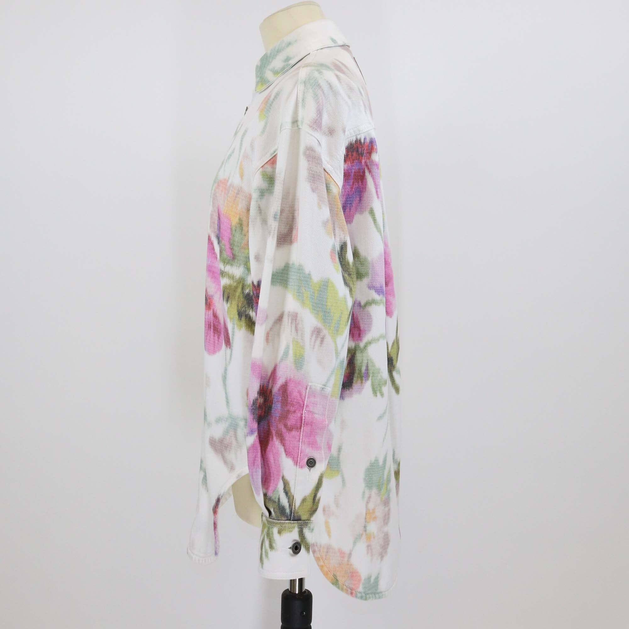 Loewe White Denim Floral Print Long Sleeve Shirt Womens Loewe 