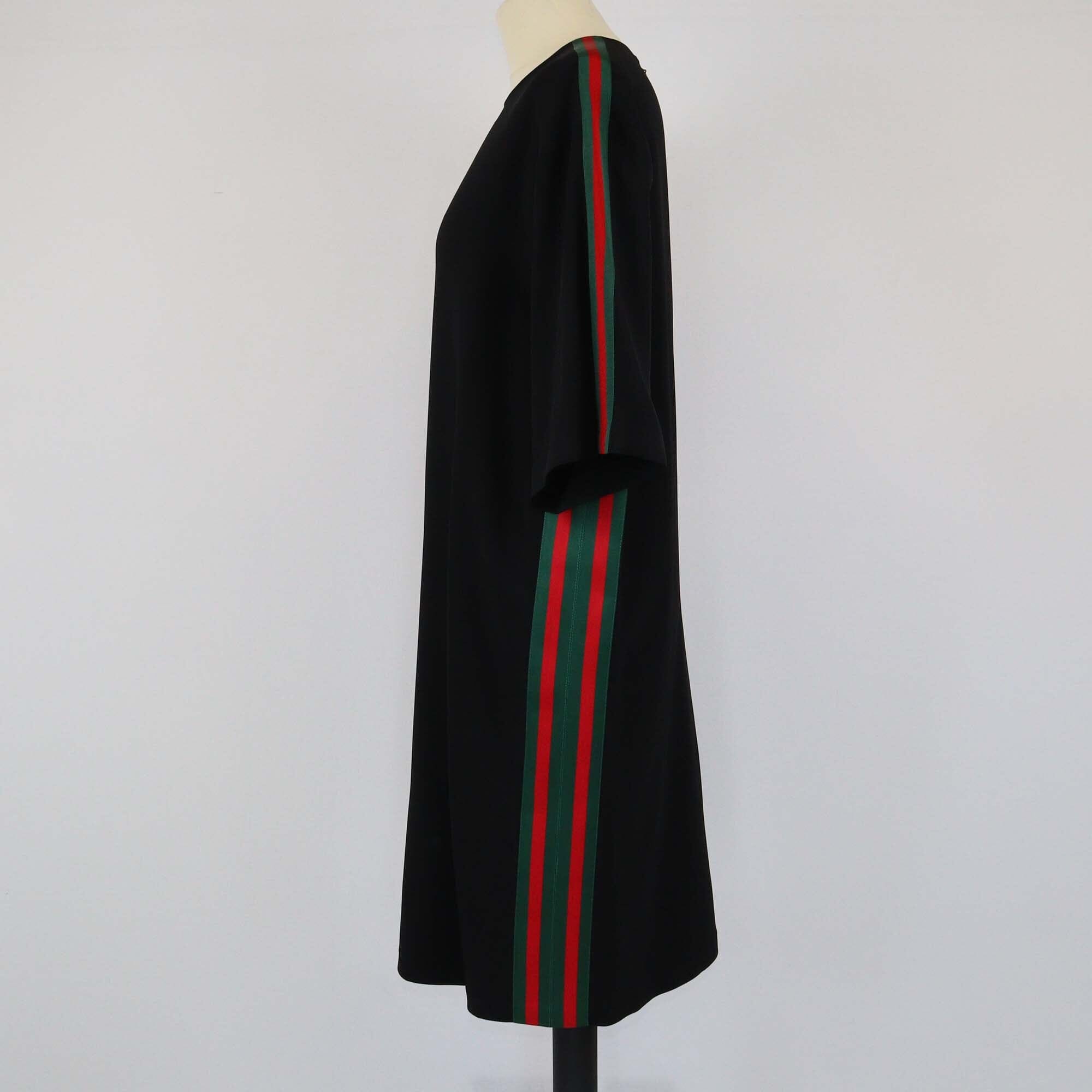 Gucci Black Web Striped Trimmed Tunic Dress Womens Gucci 