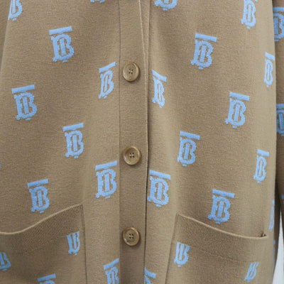 Burberry Brown,Blue Wool Silk TB Allover Cardigan