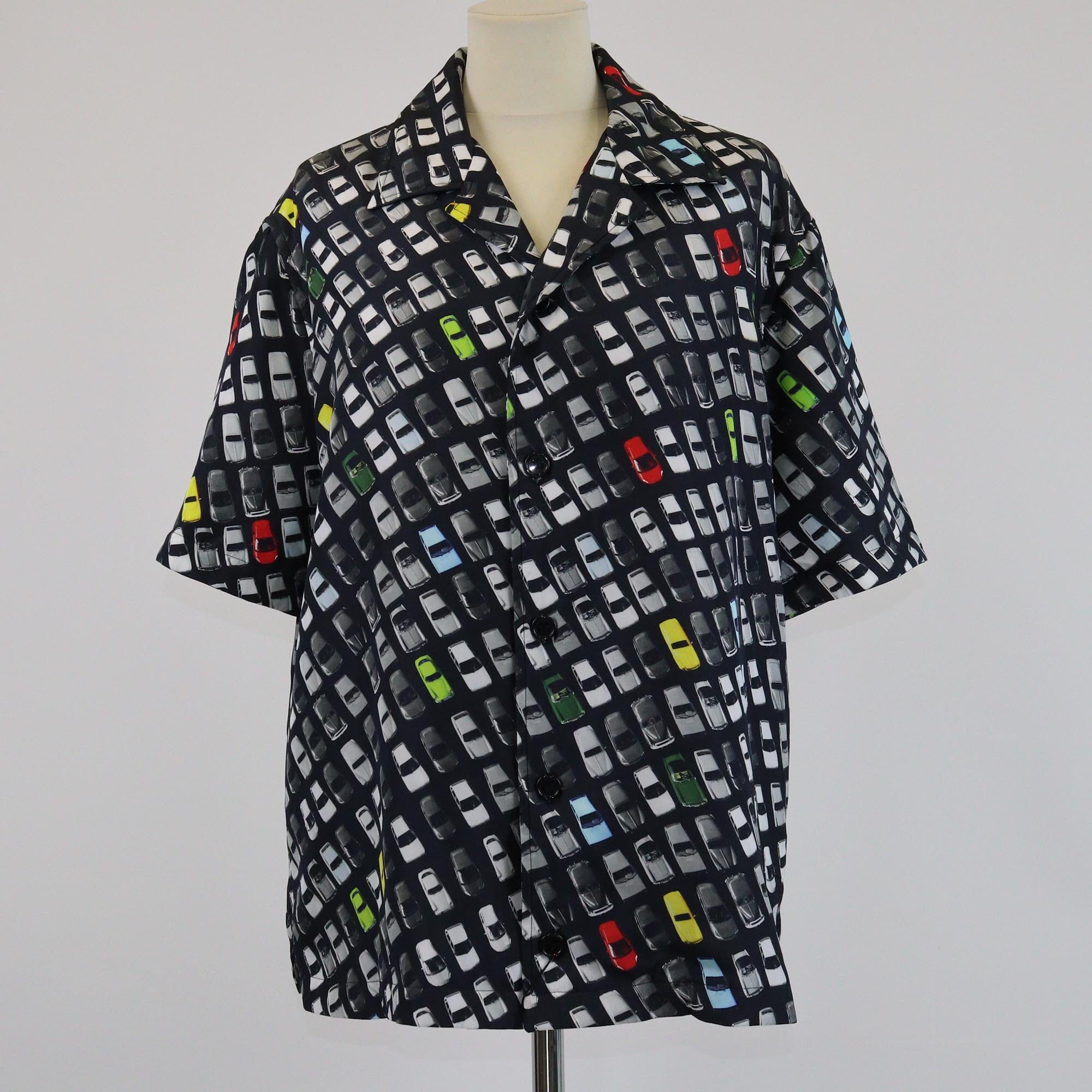 Bottega Veneta Salon 01 Black/Multicolor Cars Print Padded Short Sleeve Shirt Mens Bottega Veneta 