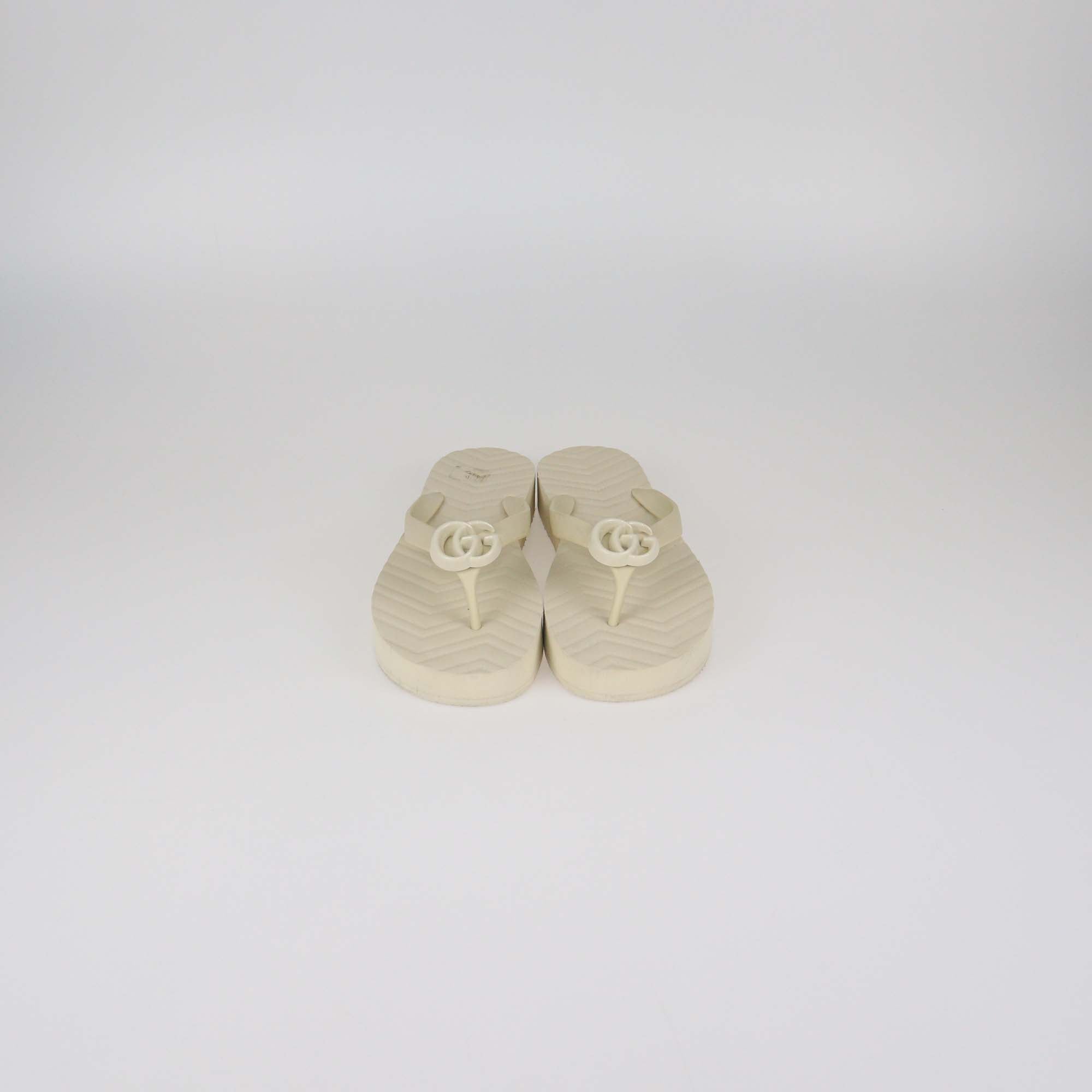 Gucci Cream Rubber Pascar Double G Thong Flat Sandals