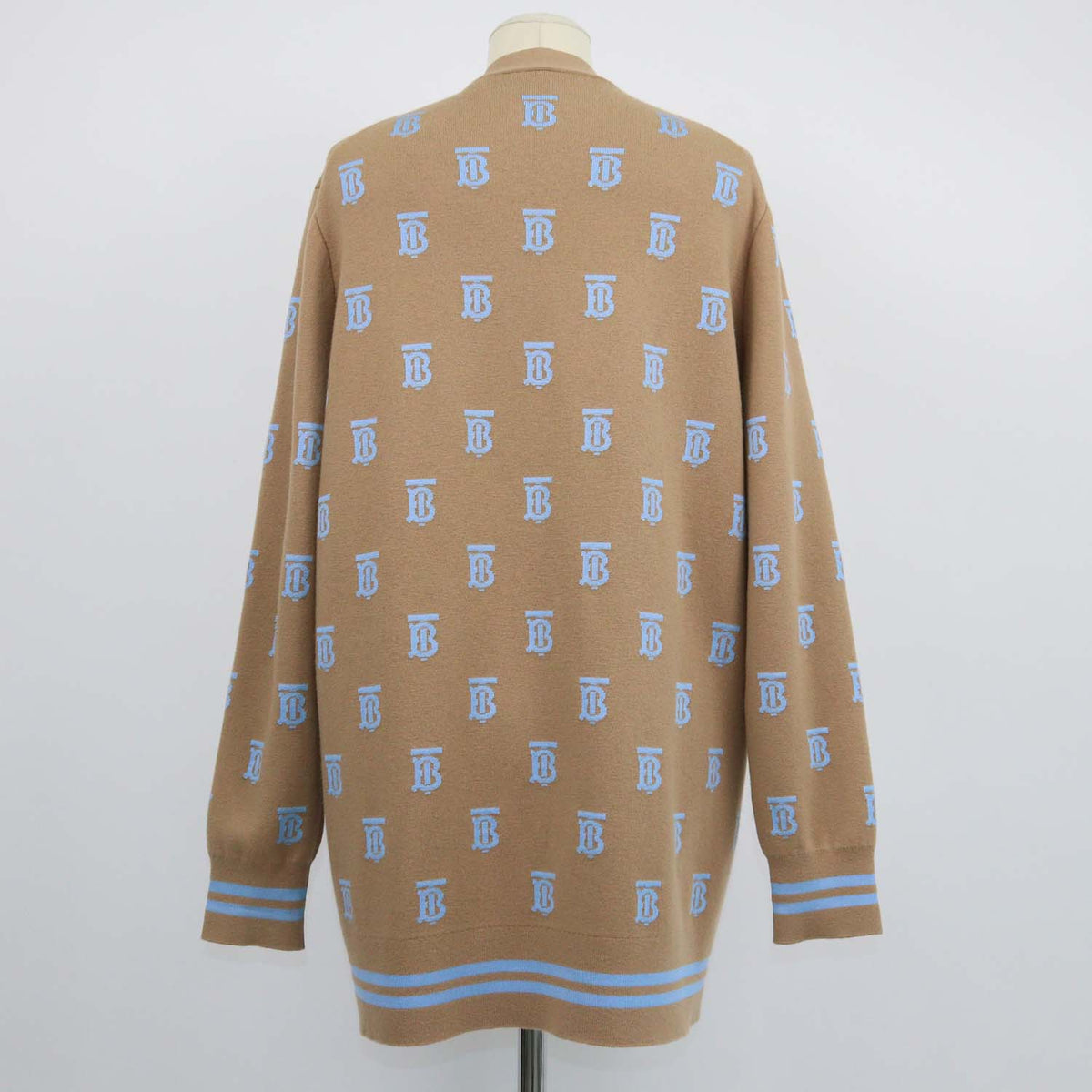 Burberry Brown,Blue Wool Silk TB Allover Cardigan