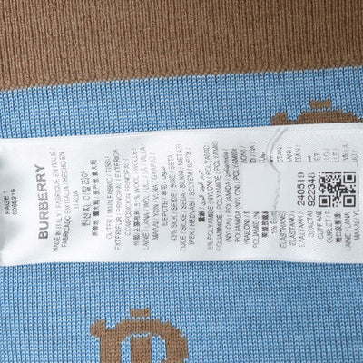 Burberry Brown,Blue Wool Silk TB Allover Cardigan