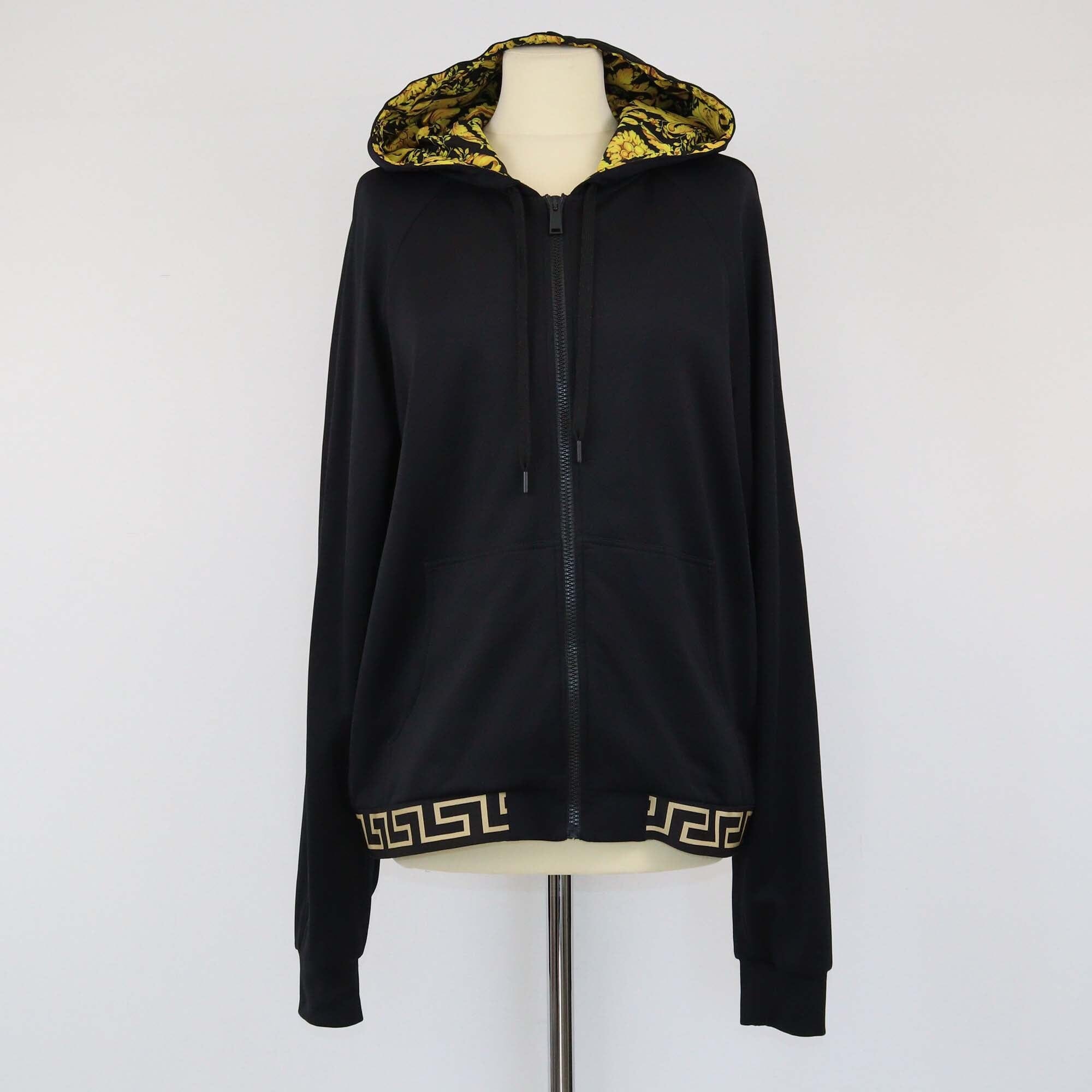 Versace Black Baroque Printed Hoodie Jacket Womens Versace 