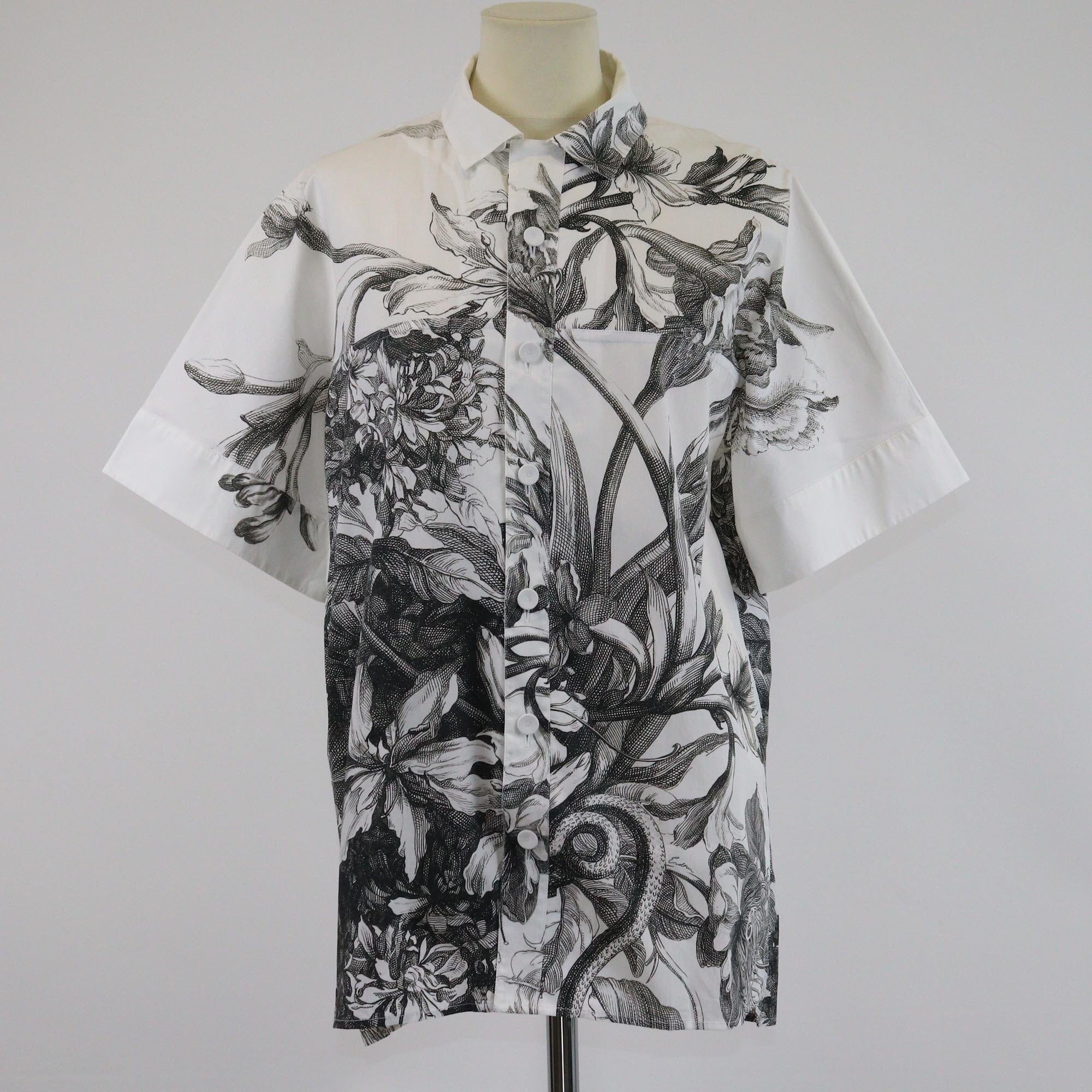 Erdem White/Black Printed Philip Short Sleeve Shirt Mens Erdem 