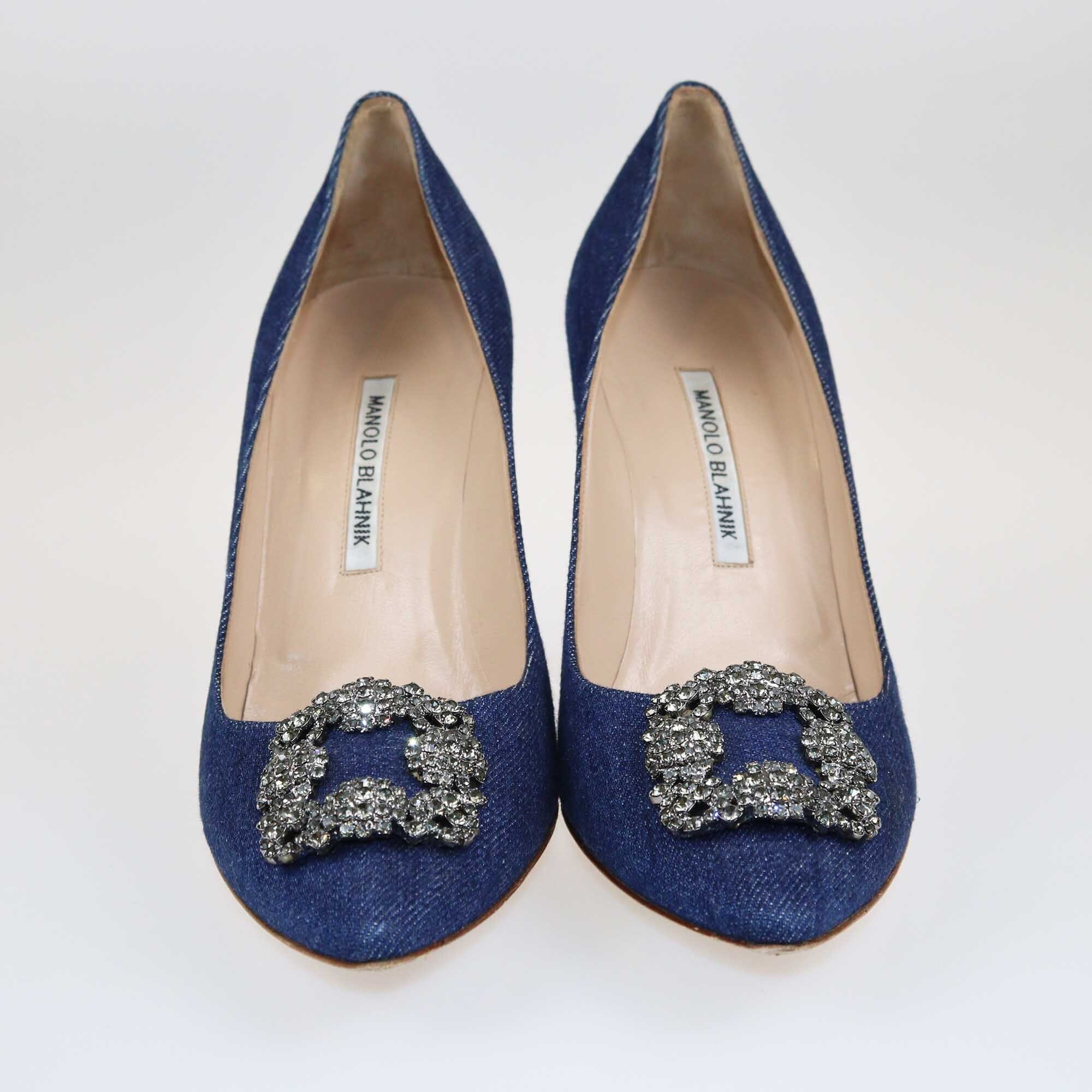 Manolo Blahnik Blue Hangisi Pumps Shoes Manolo Blahnik 