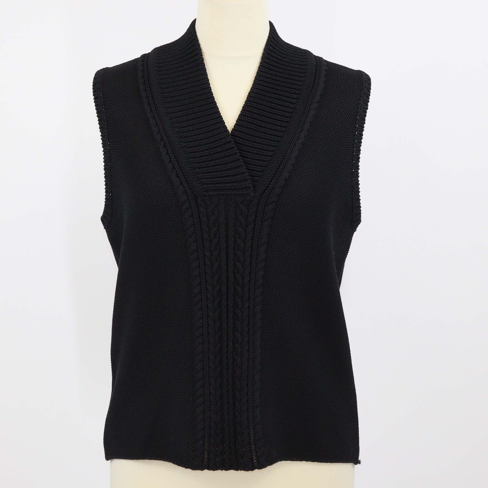 Hermes Black Cotton Knit Sleeveless Top Womens Hermes 