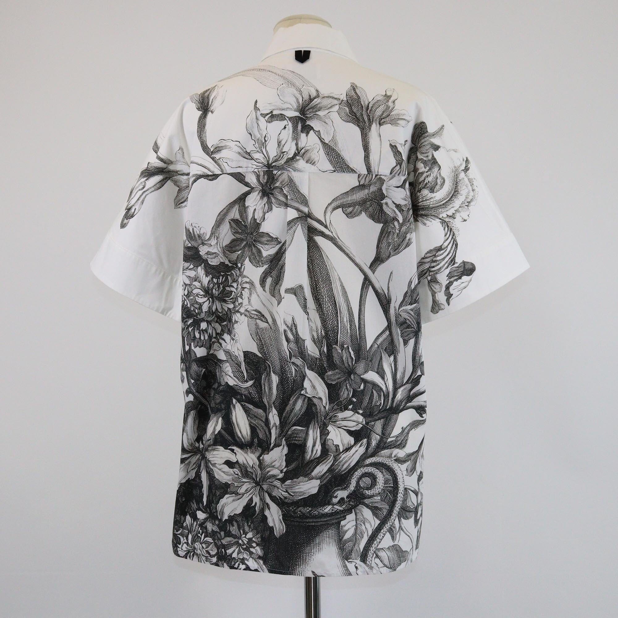 Erdem White/Black Printed Philip Short Sleeve Shirt Mens Erdem 