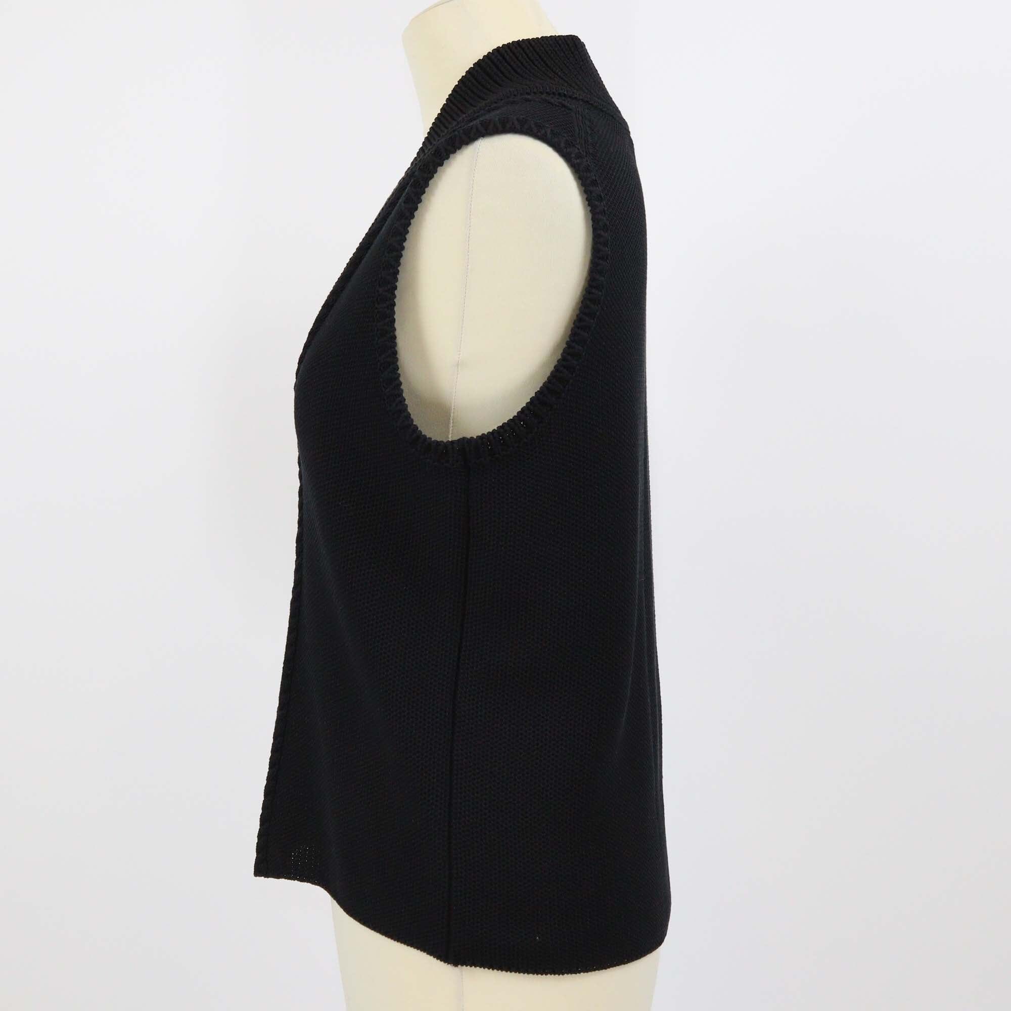 Hermes Black Cotton Knit Sleeveless Top Womens Hermes 