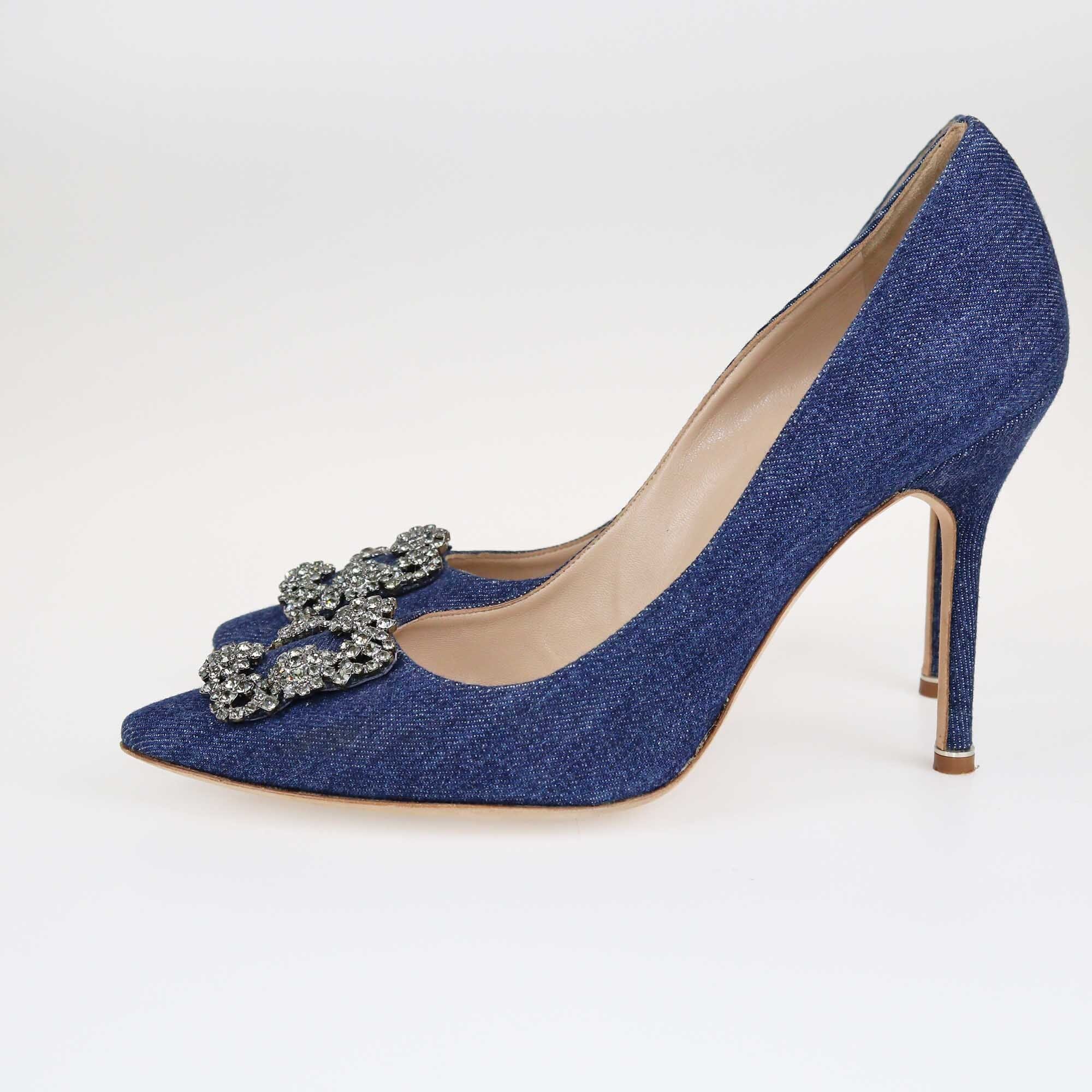 Manolo Blahnik Blue Hangisi Pumps Shoes Manolo Blahnik 