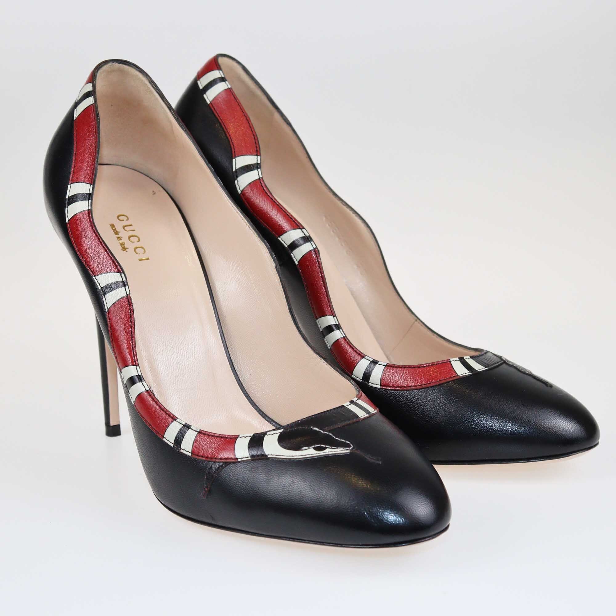 Gucci Black/Red Yoko Snake High Heel Pumps Shoes Gucci 