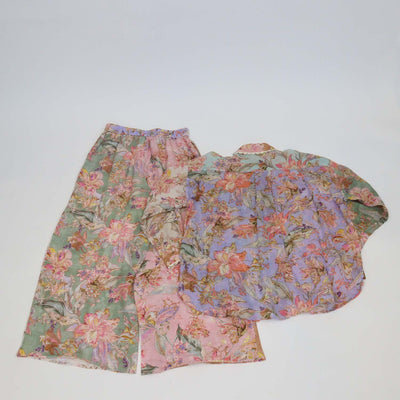 Zimmermann Multicolor Ramie Cira Floral Print Shirt & Trouser