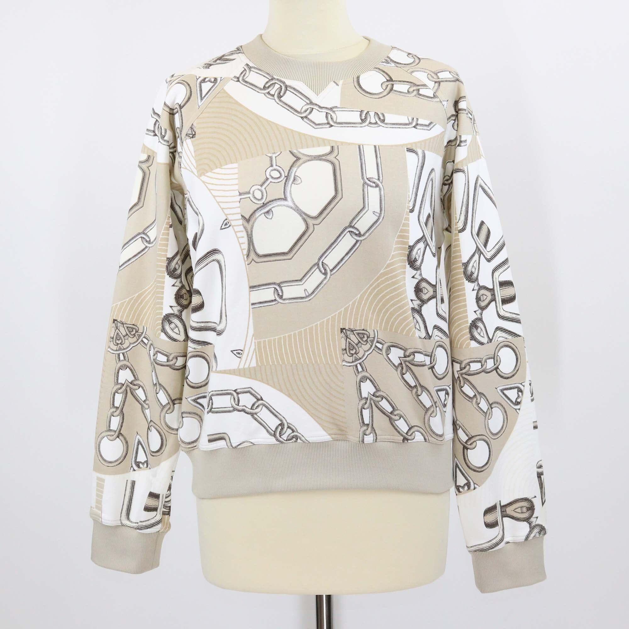 Hermes Beige Glaise Cotton Kaleidoscope Effect Motif Sweatshirt Womens Hermes 