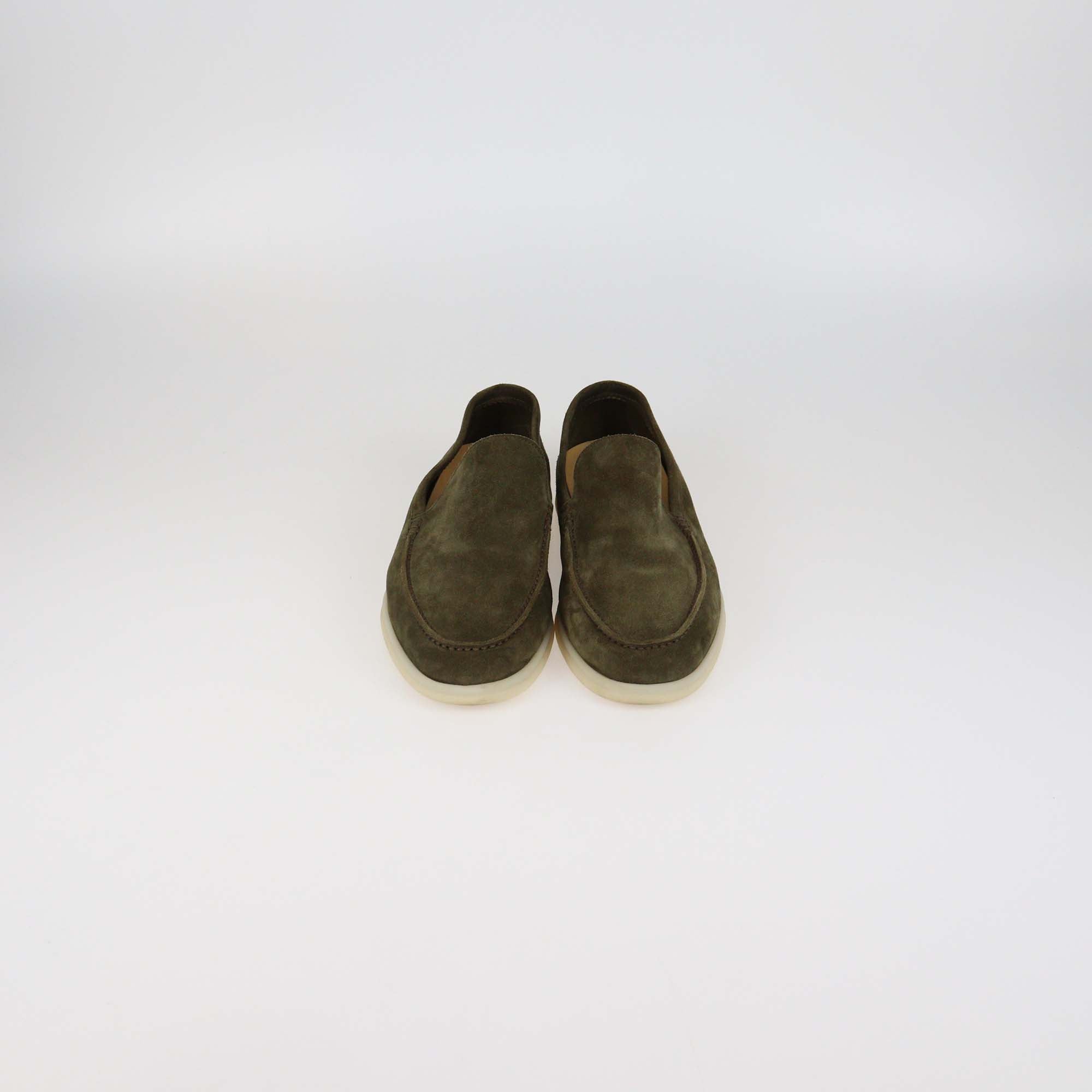 Loro Piana Olive Green Suede Summer Walk Loafers