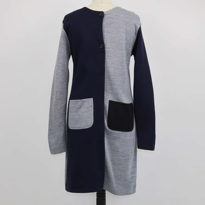 Marni Tricolor Blend Fabric Colorblock Long Sleeve Dress